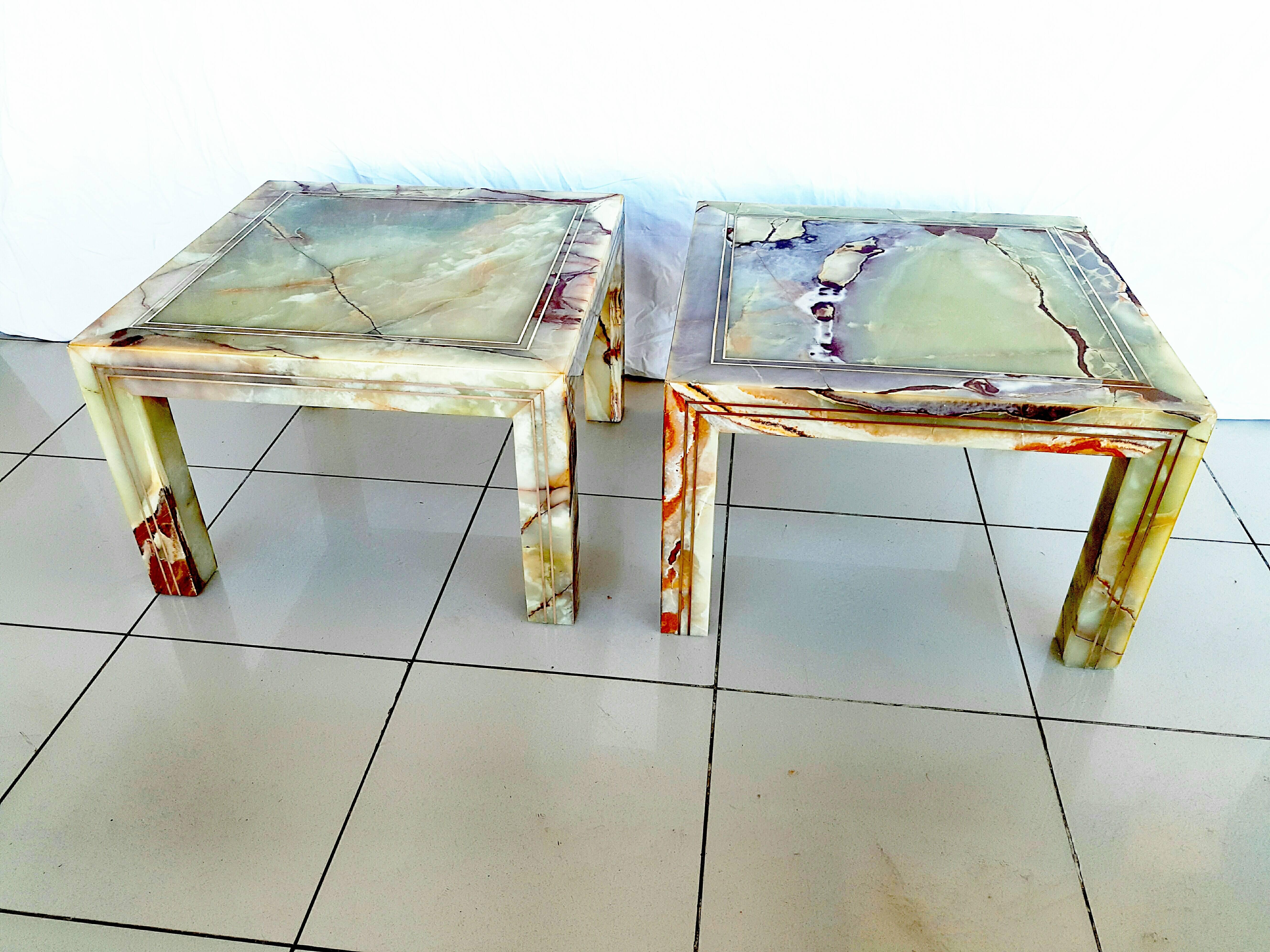 Rare Pair of Italian Marble End Tables, 1970s 5