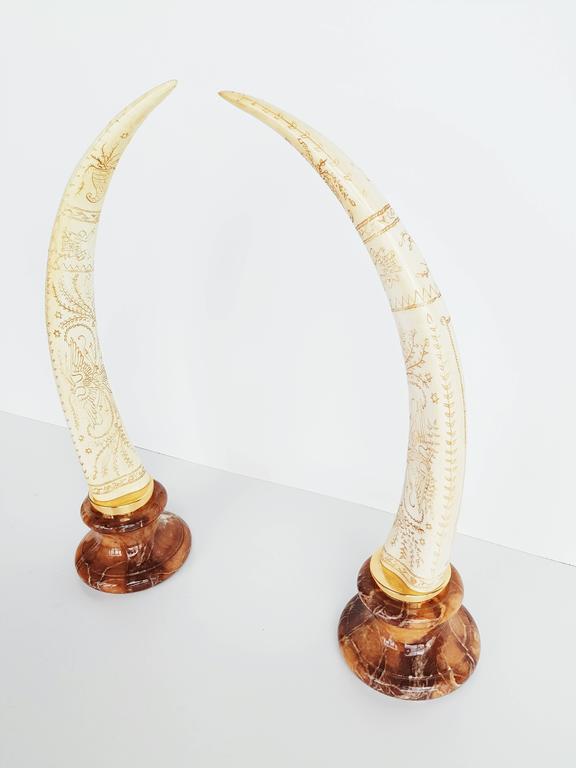Pair of Vintage Resin Elephant Tusks, 1970s For Sale at 1stDibs