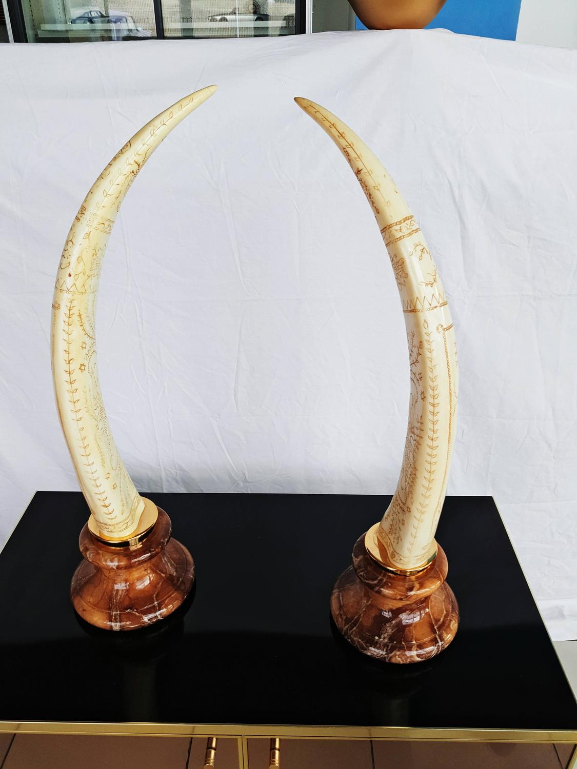 Pair of Vintage Resin Elephant Tusks, 1970s For Sale at 1stdibs