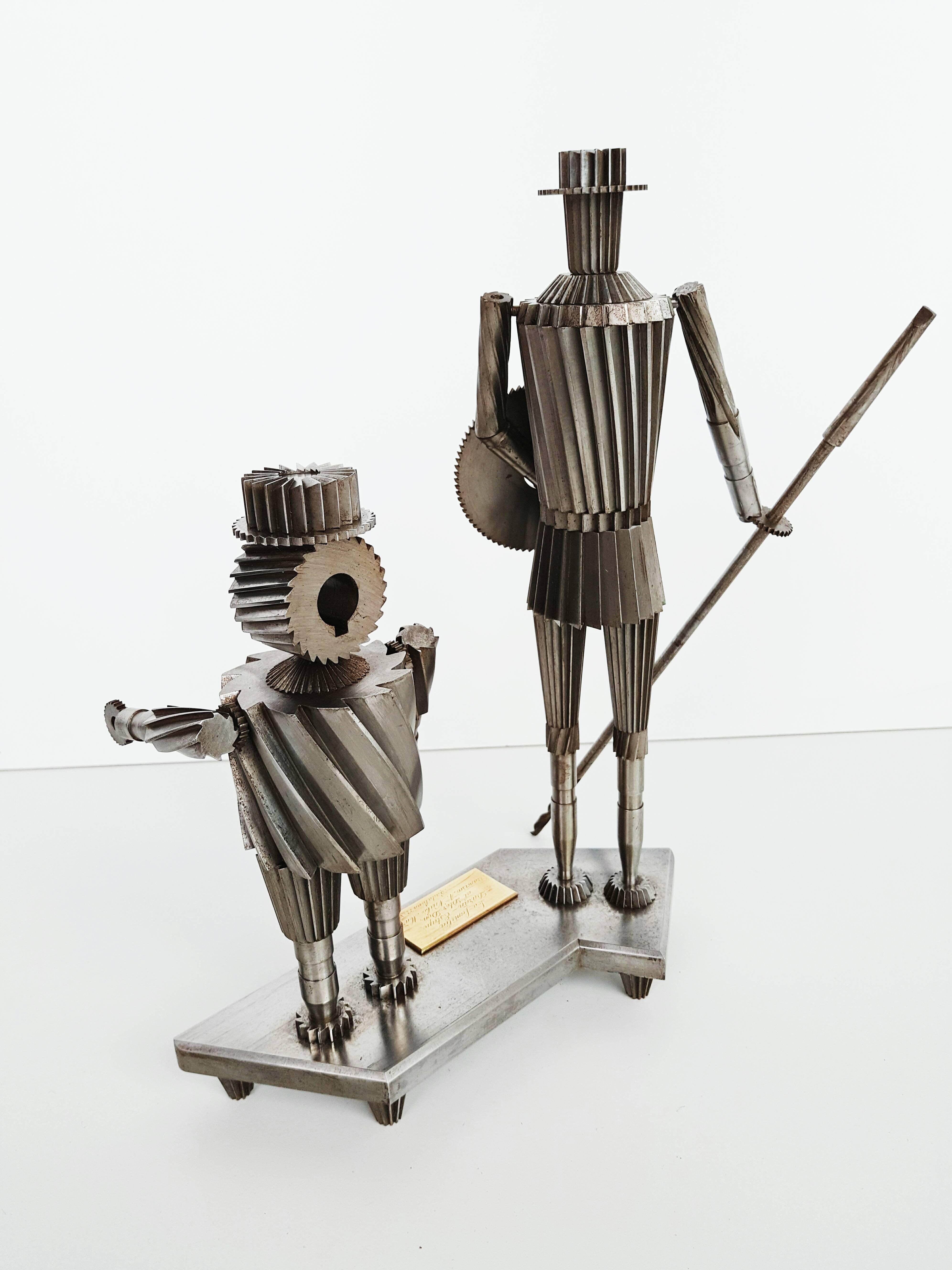 Métal Sculpture en métal Don Quichotte et Sancho Circa 1967 en vente