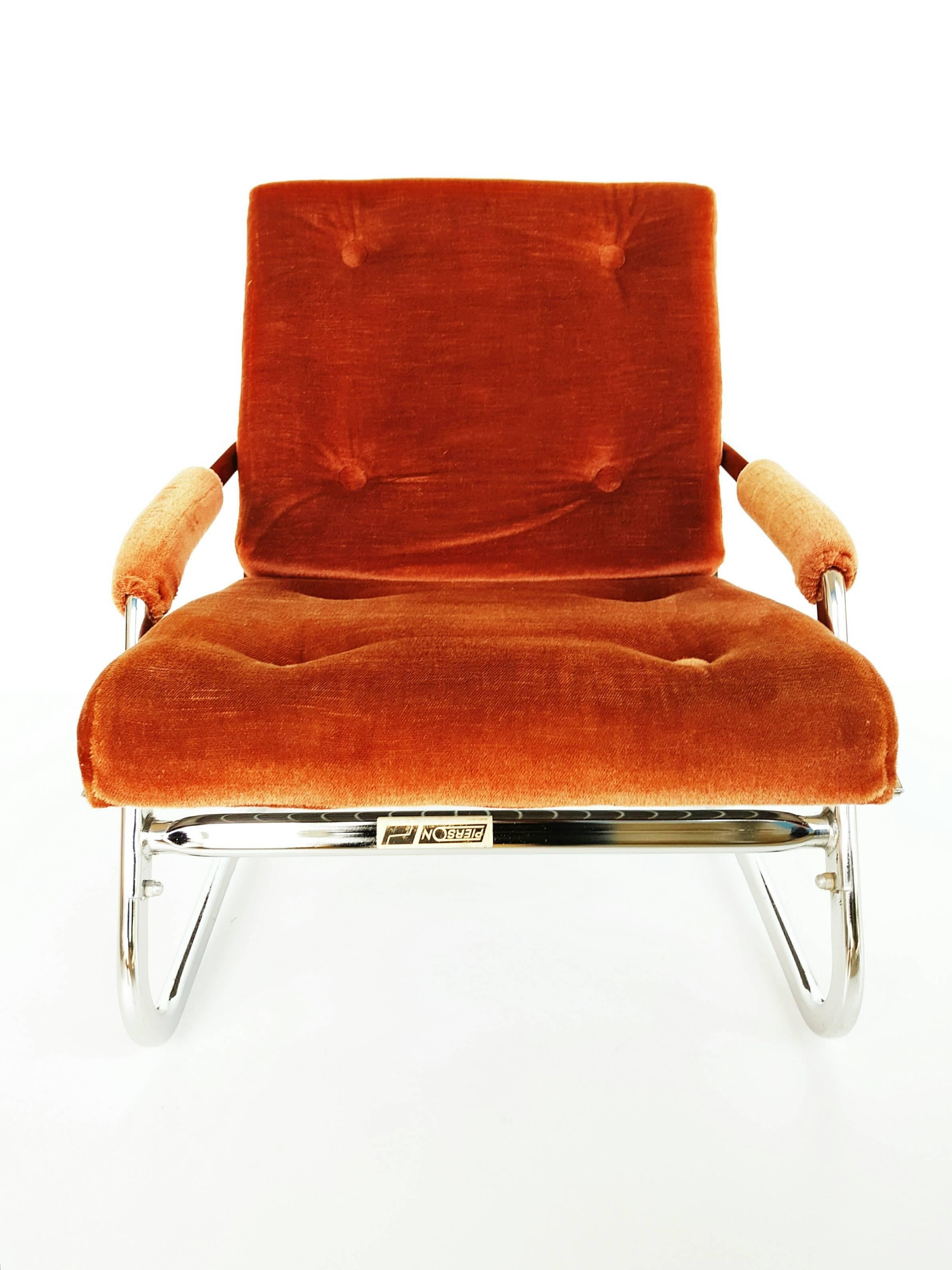 Chrome French Lounge Armchair by Pierson, 1970s