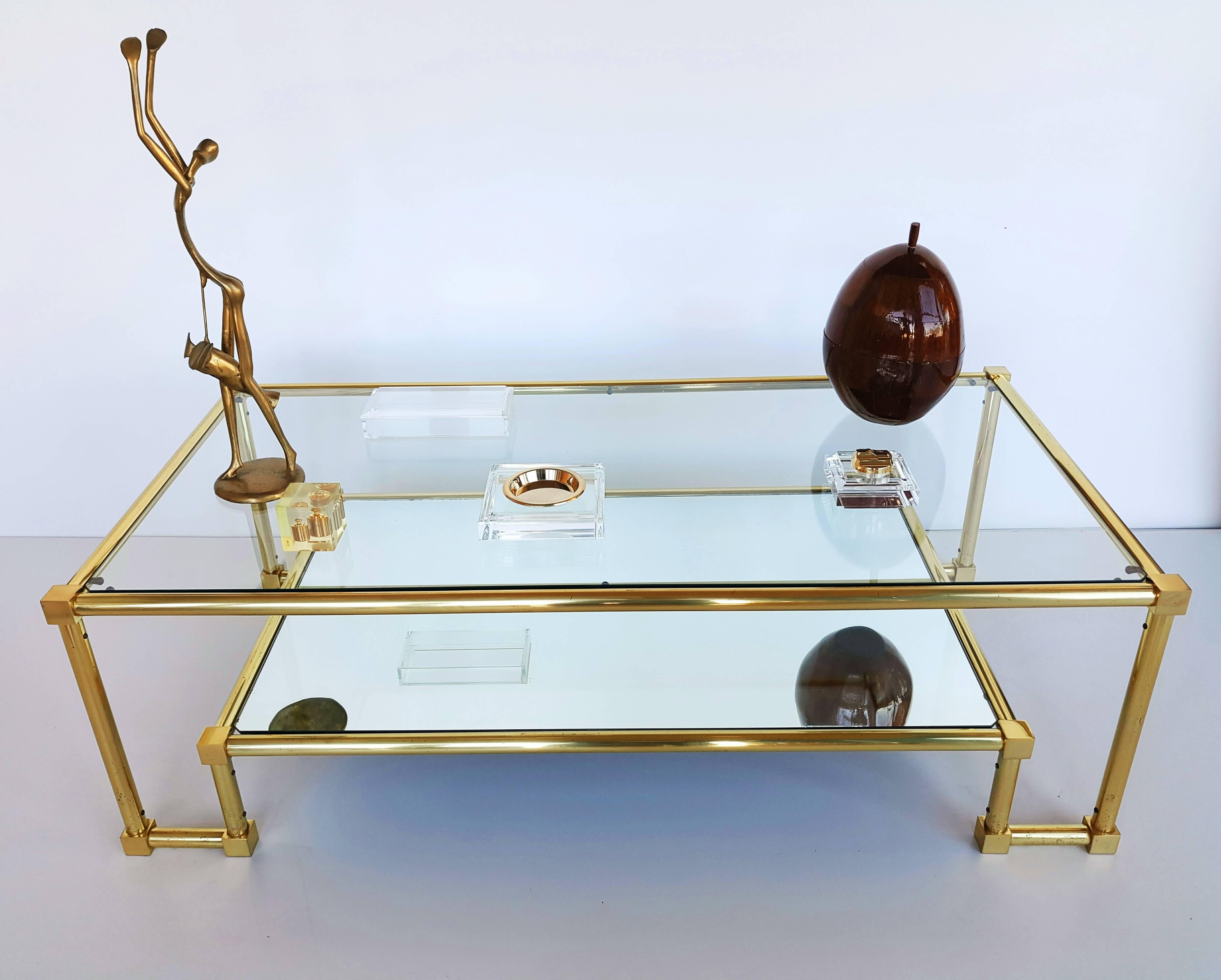 French Brass Coffee Table, 1960s 6