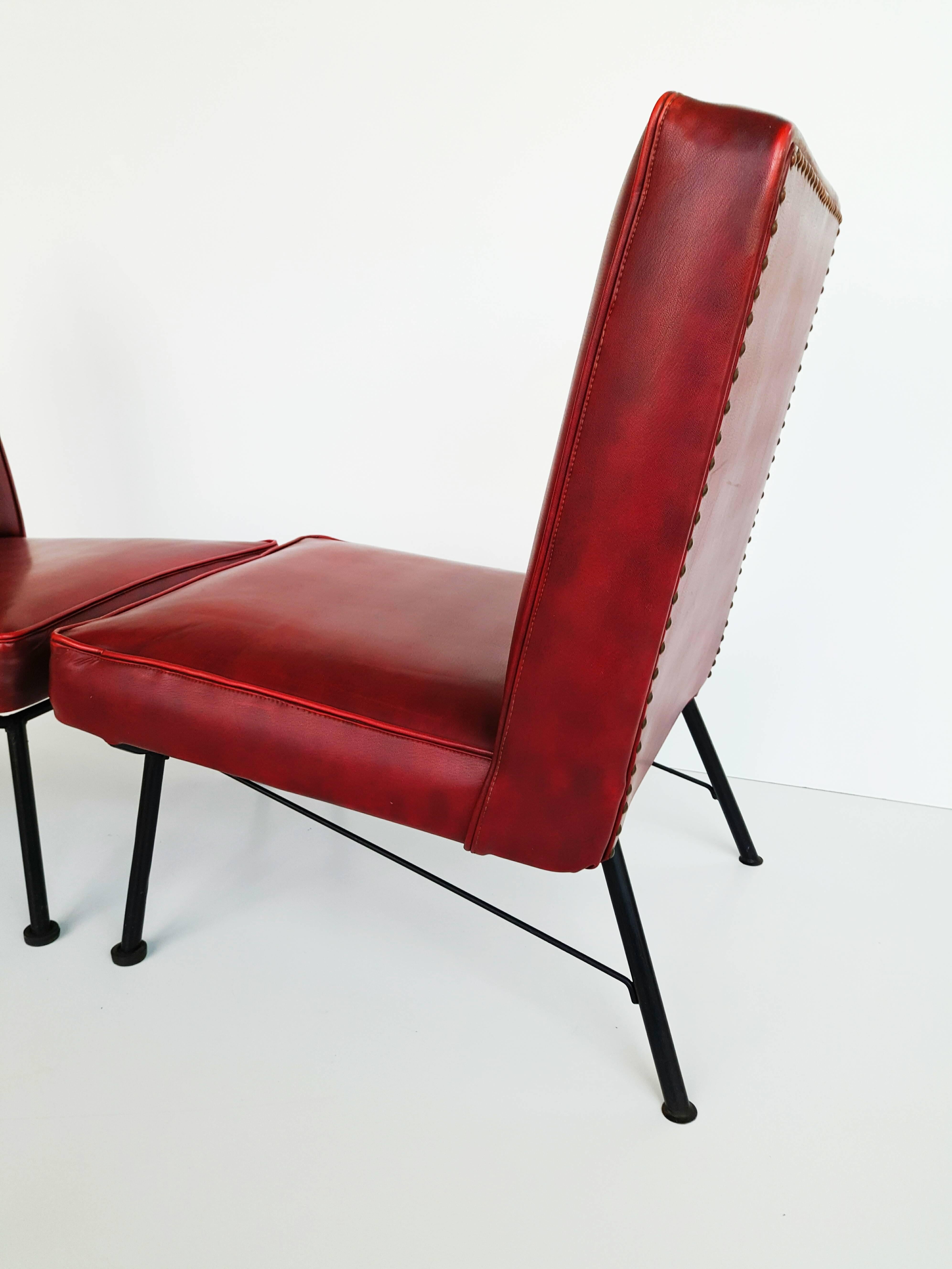 Pair of French Lounge Chairs, 1950s 2