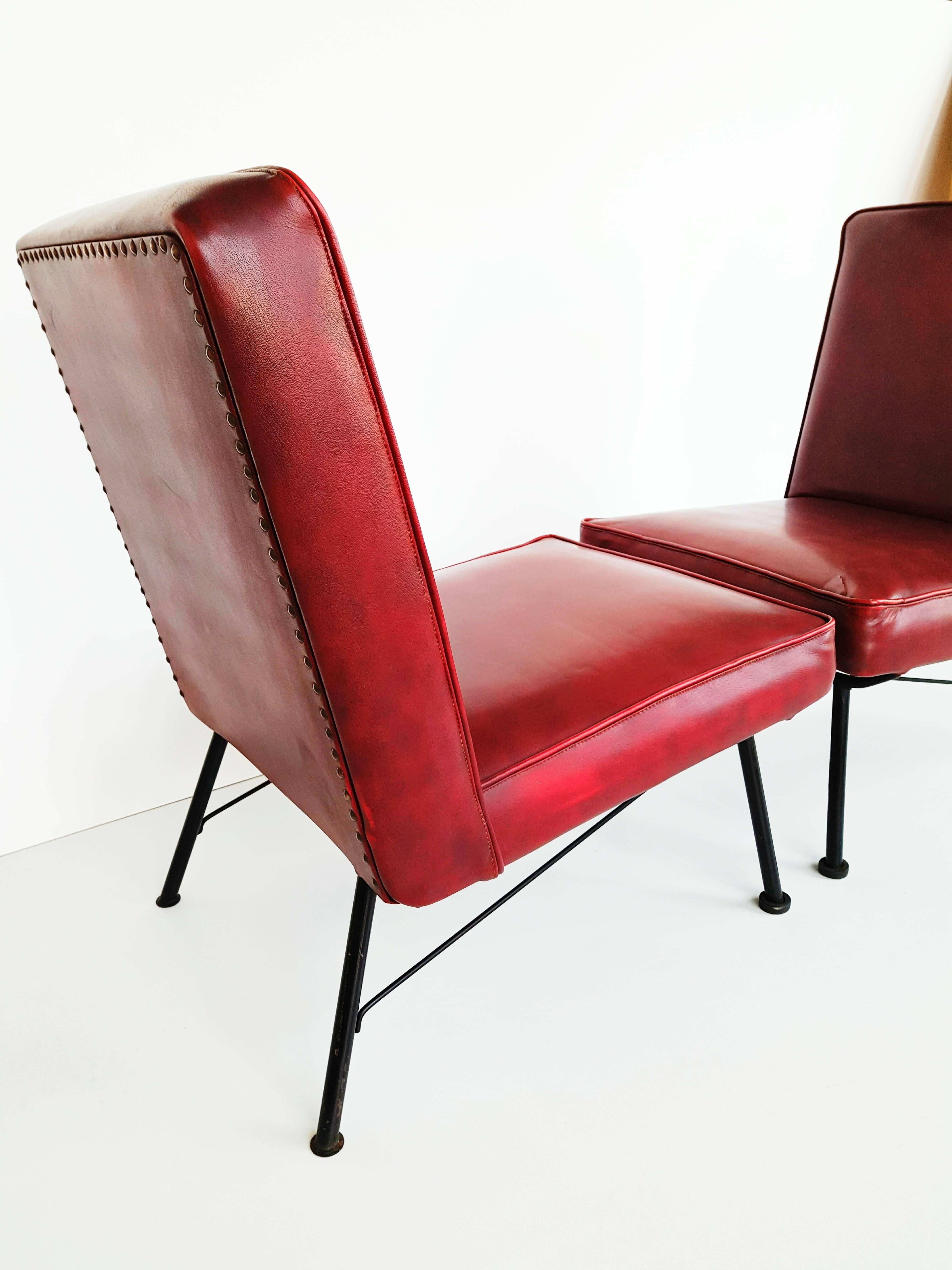 Pair of French Lounge Chairs, 1950s 3