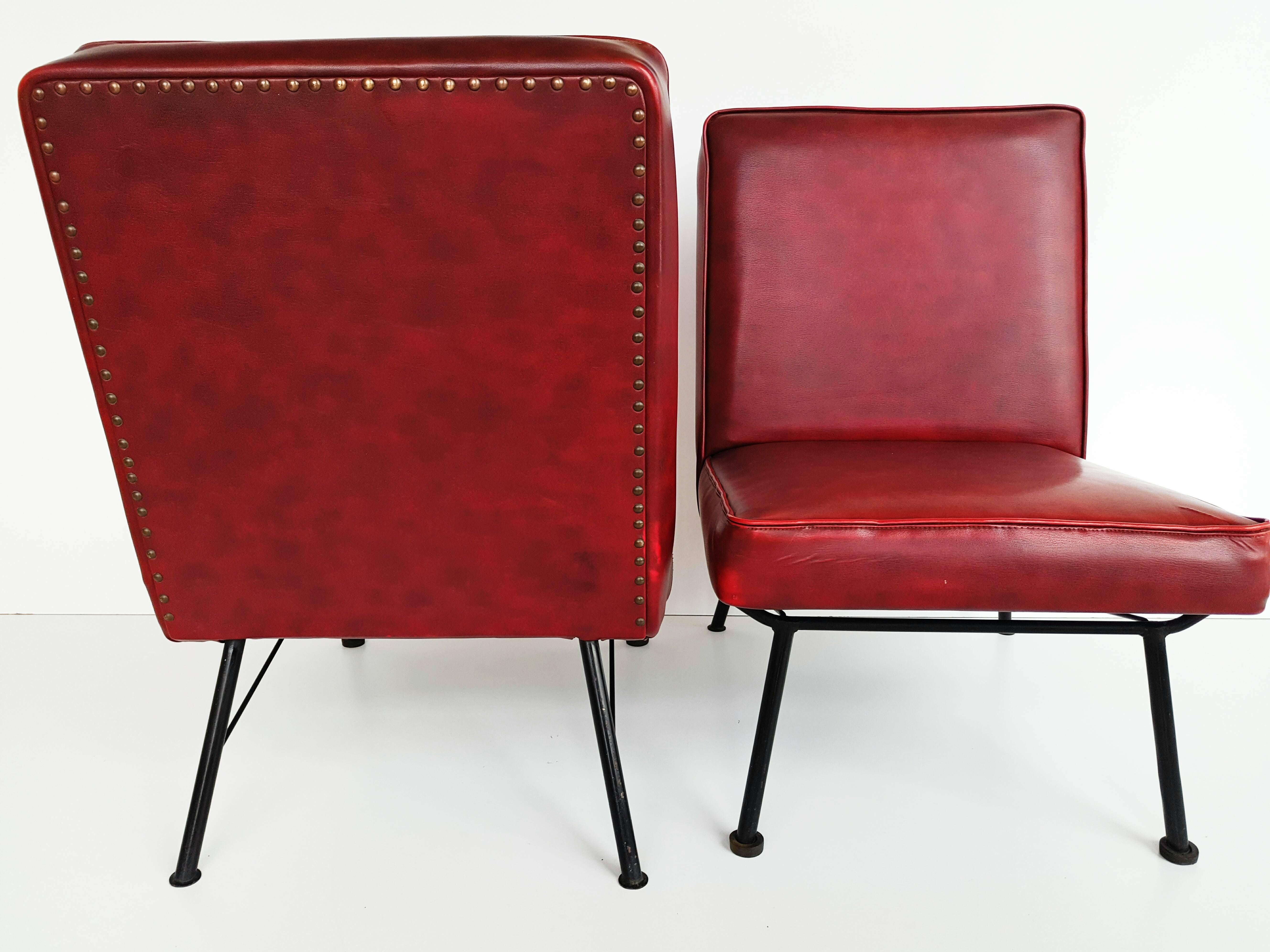 Pair of French Lounge Chairs, 1950s 5