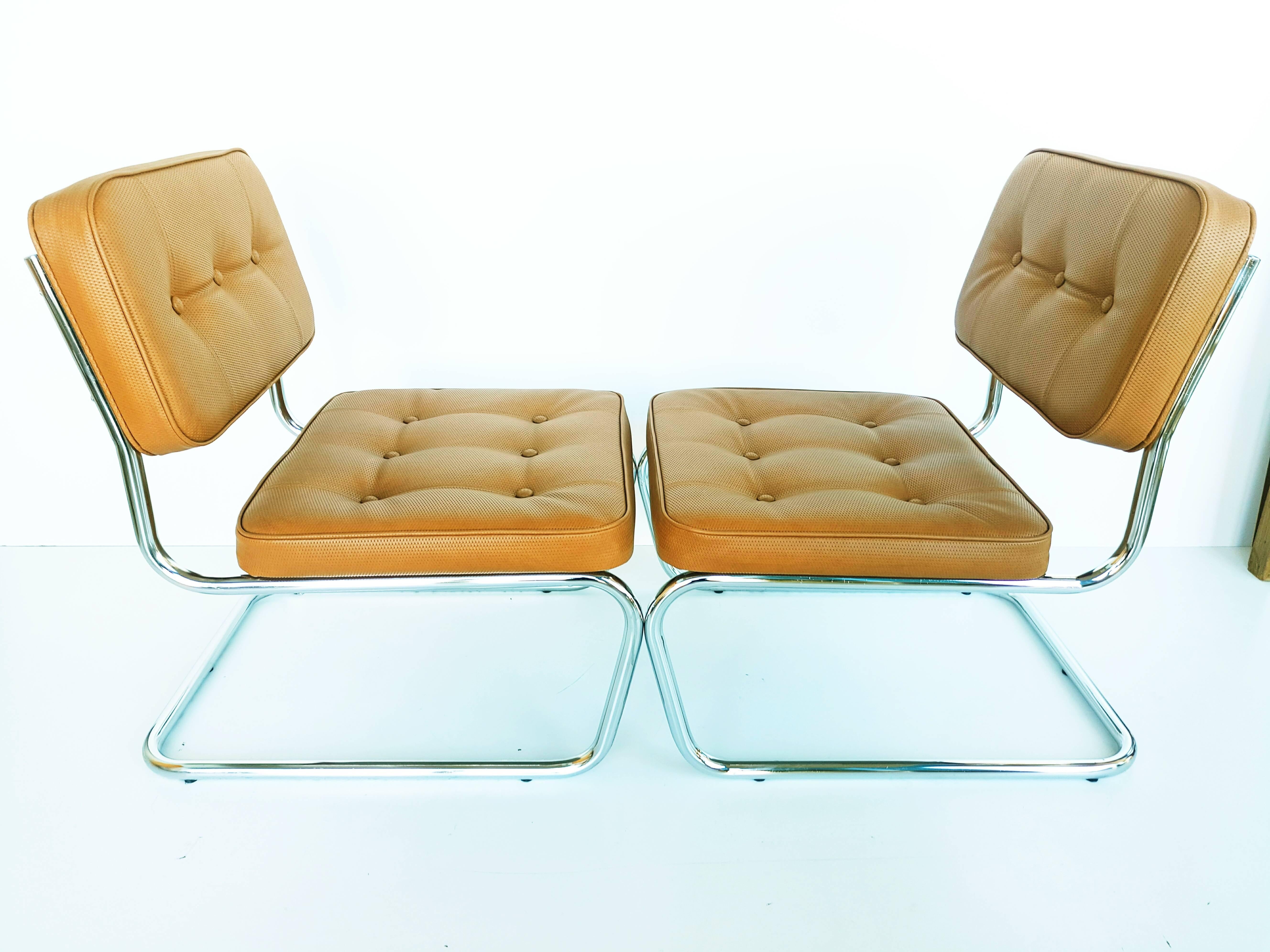 20th Century Pair of Tan Mb-Tex Lounge Chairs, circa 1970 For Sale