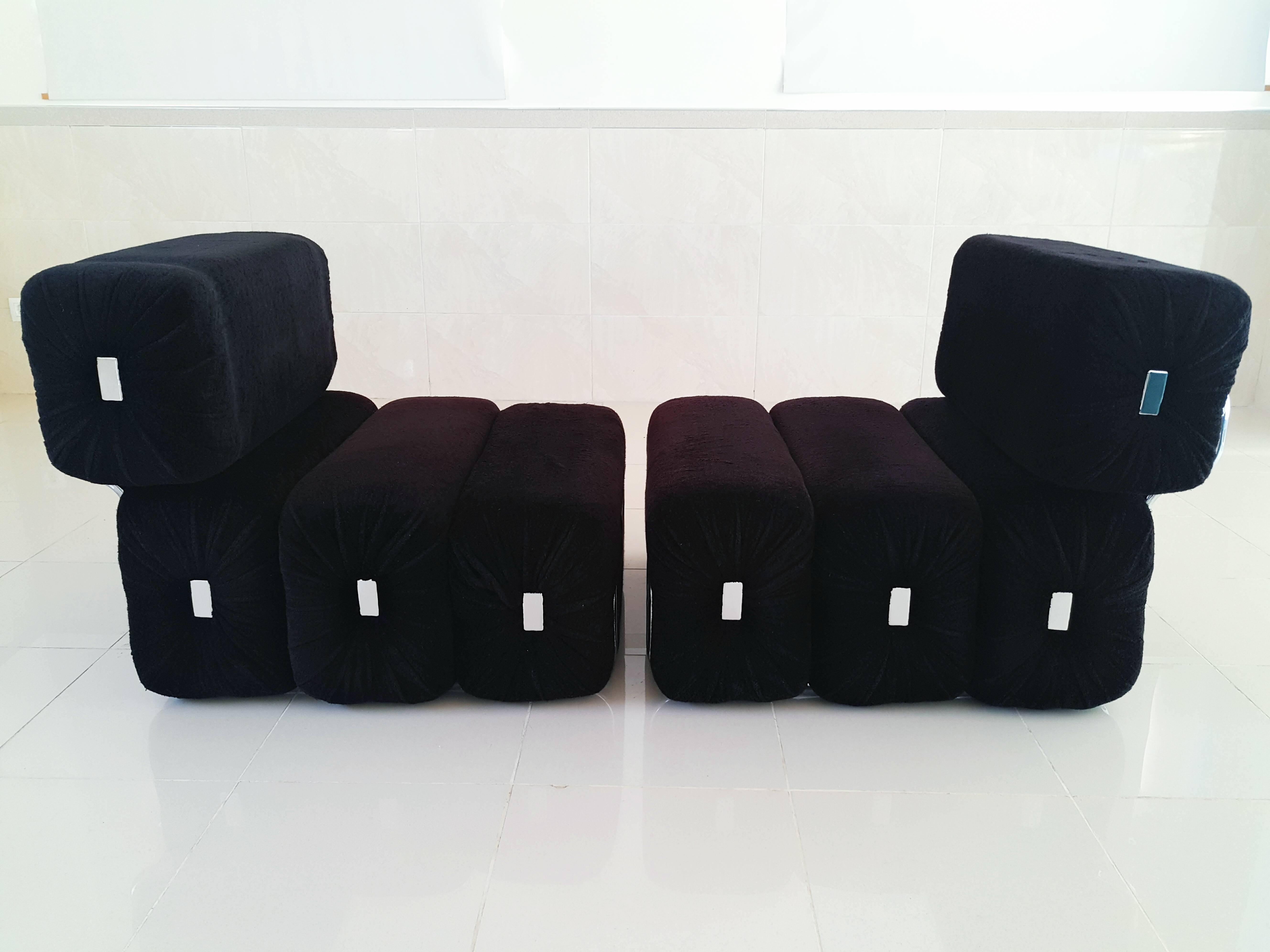 Rare Pair of French Lounge Armchairs, 1970s 2