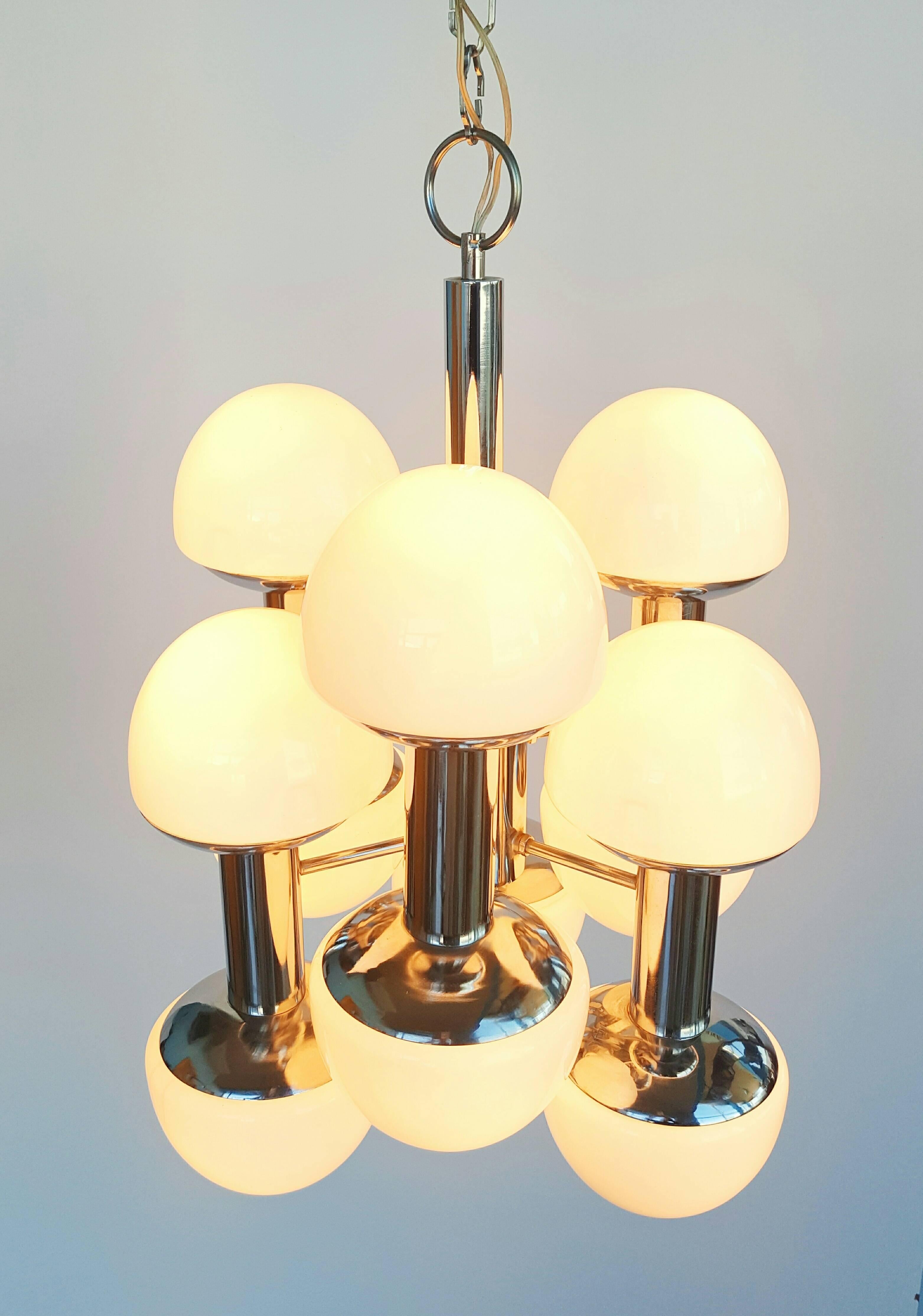 20th Century Large Chandelier Chrome by Reggiani, Italy, 1970s
