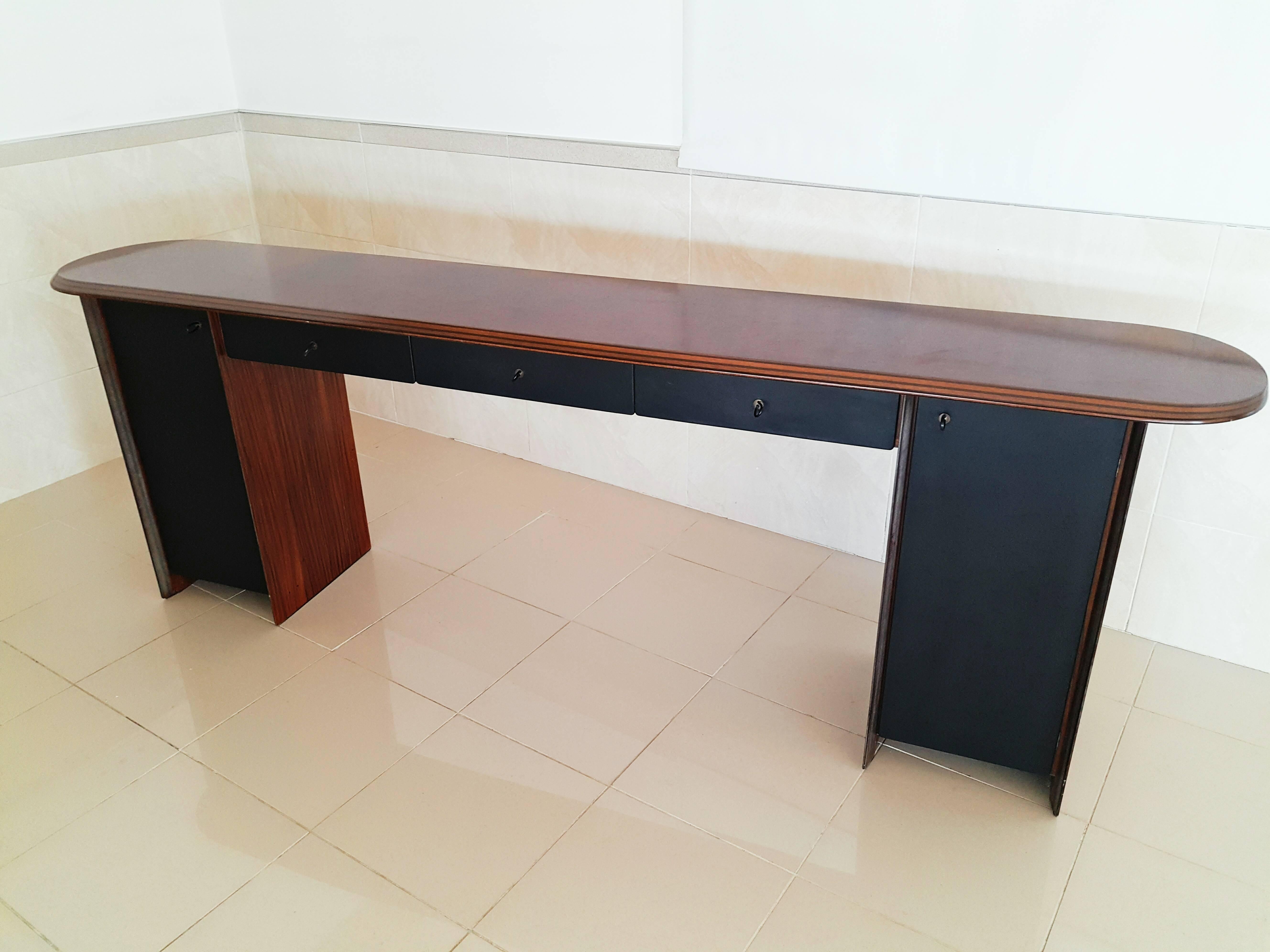 Very Large Rosewood Artona Console by Afra and Tobia Scarpa for B & B 2