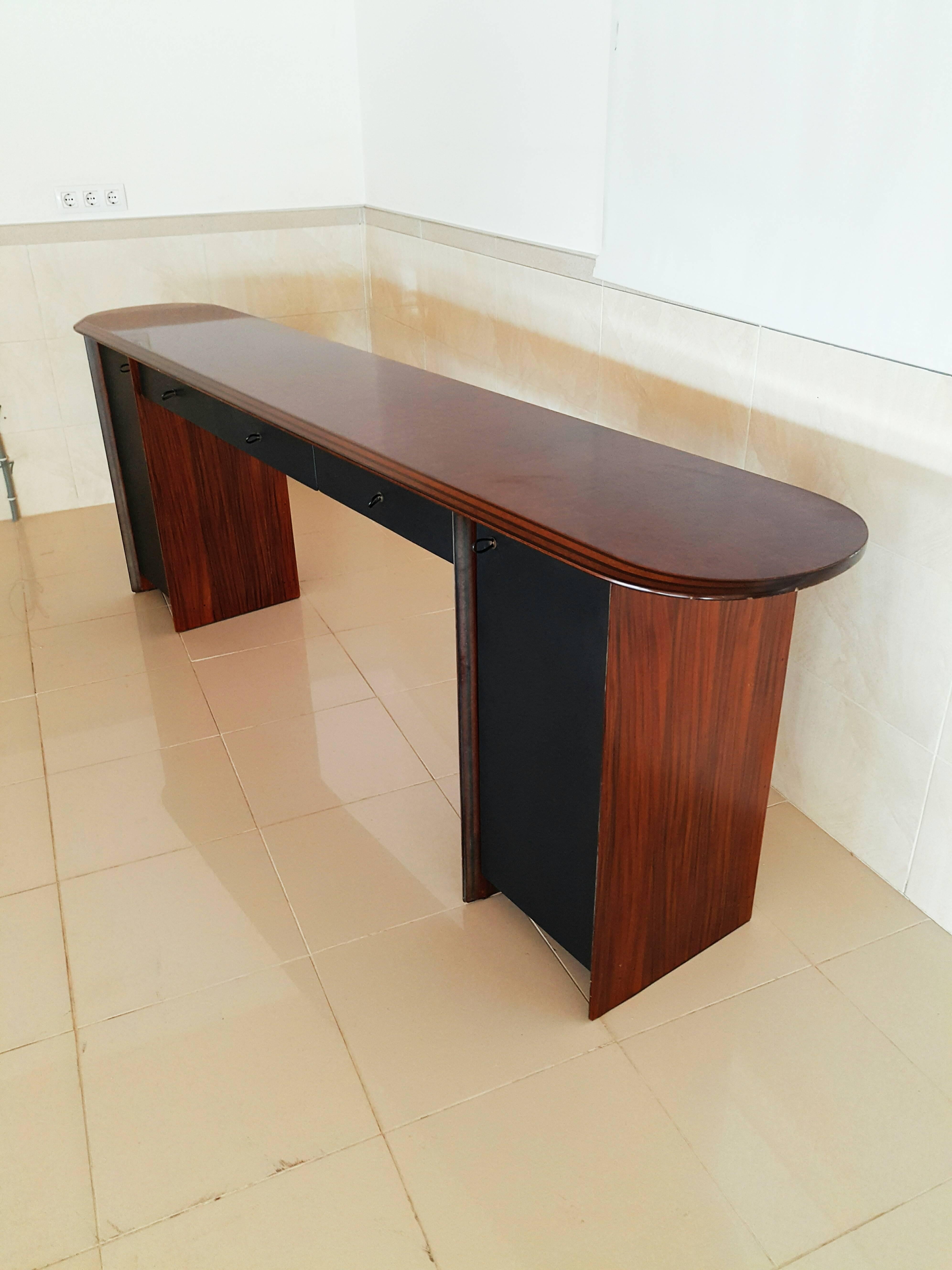 Very Large Rosewood Artona Console by Afra and Tobia Scarpa for B & B 5