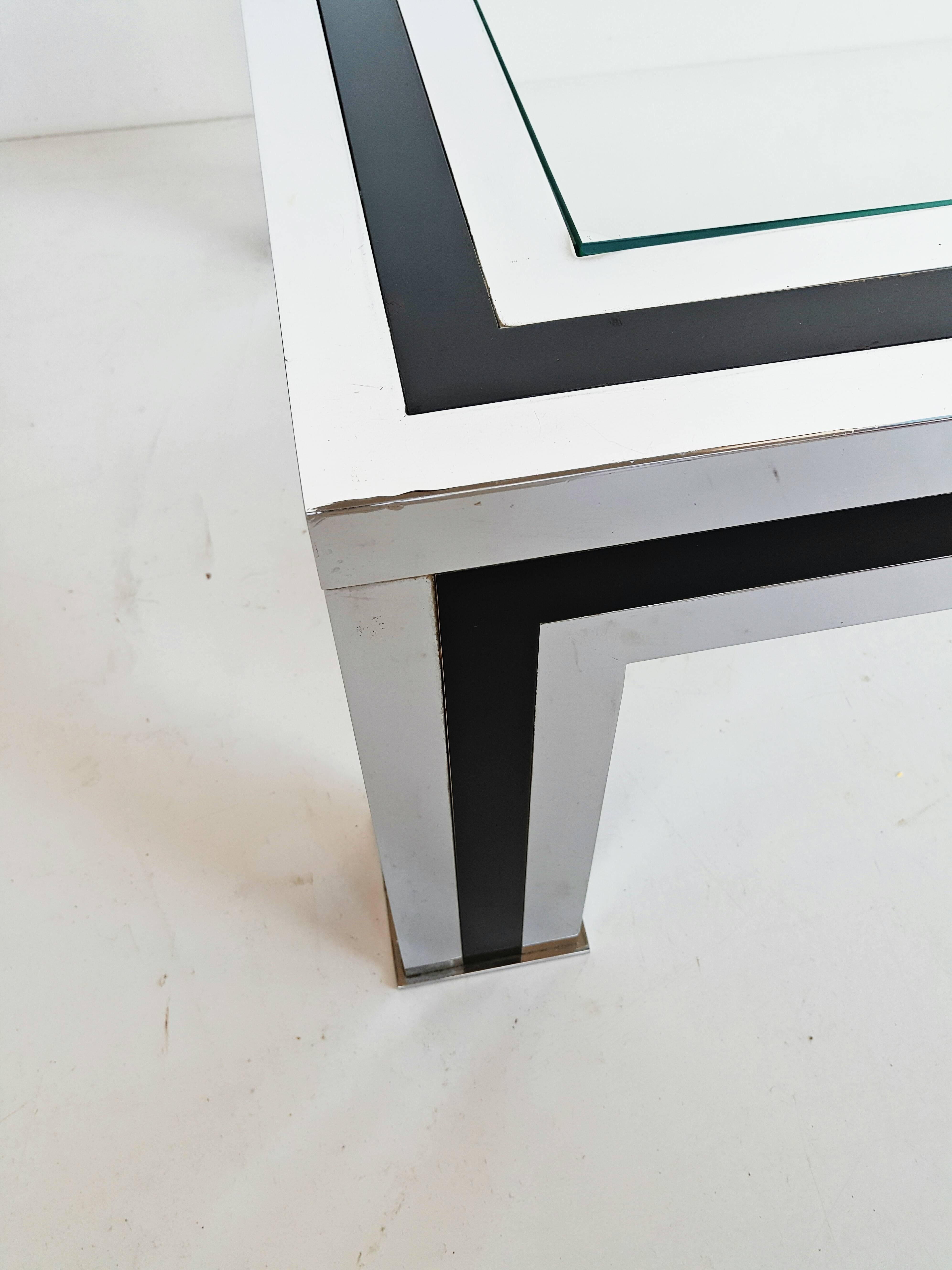 1970s Black Lacquered and Chrome Coffee Table by Romeo Rega, Italy For Sale 2