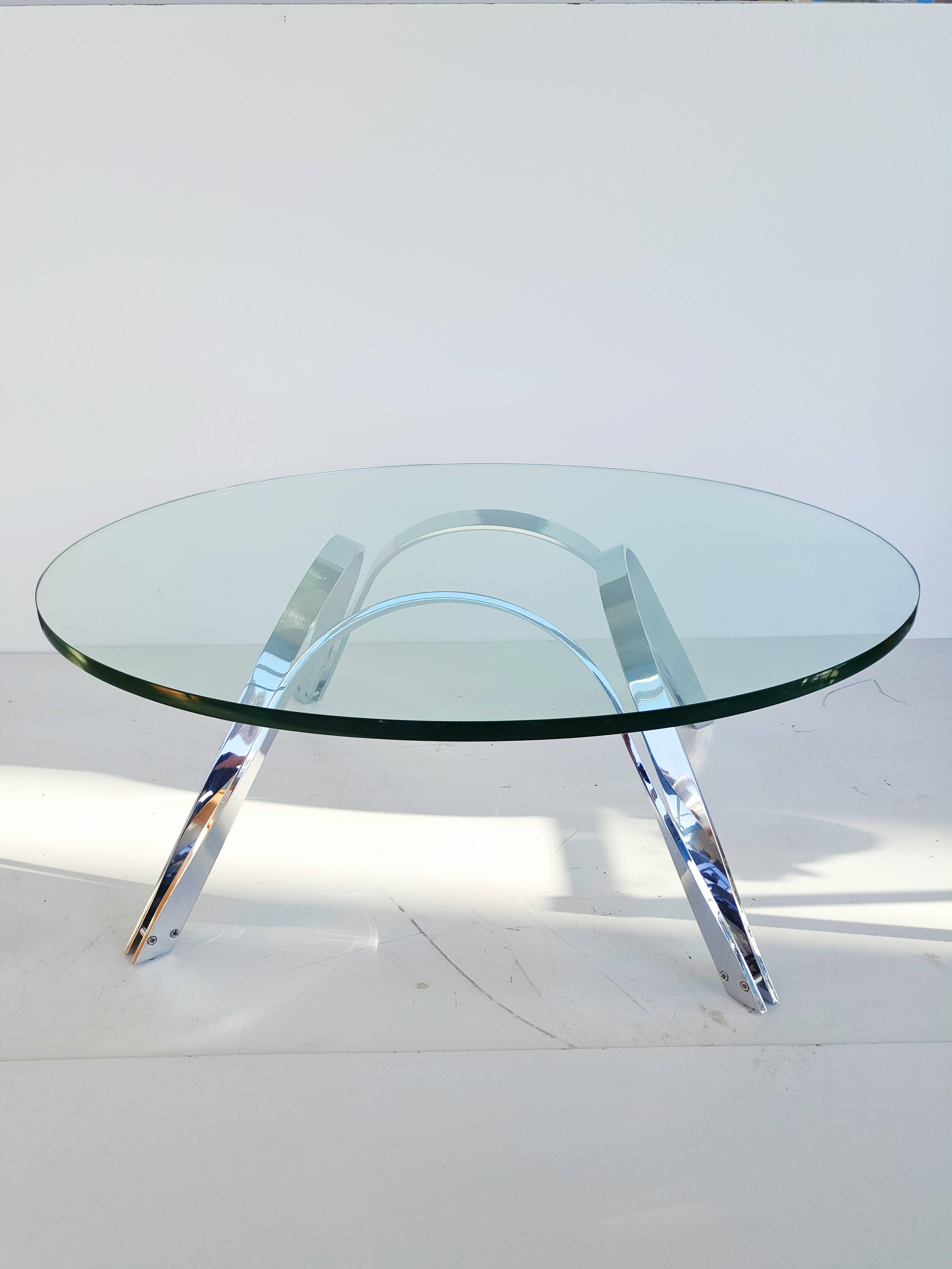 American Roger Sprunger Chrome and Glass Coffee Table by Dunbar Furniture 1970s