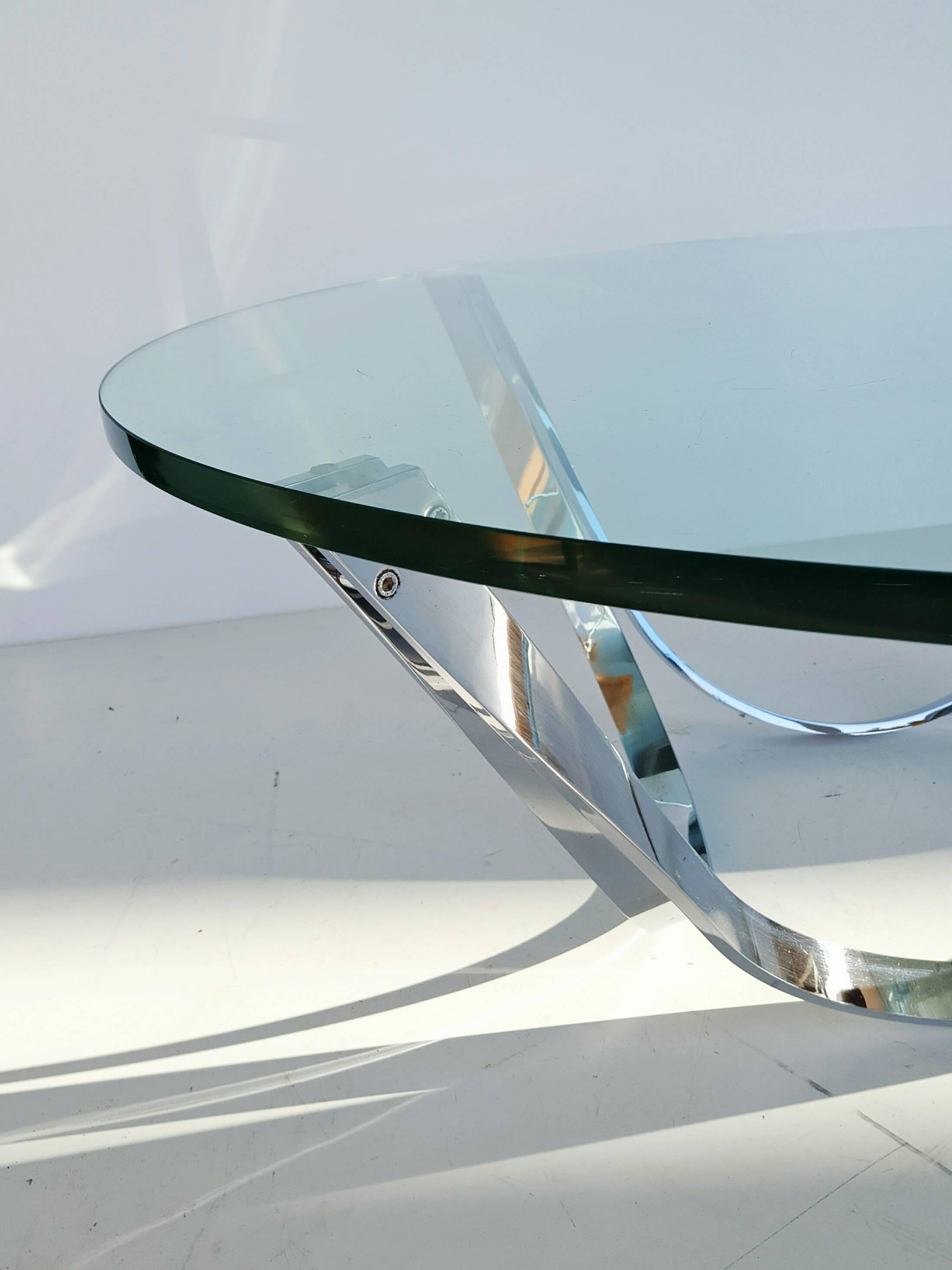 Roger Sprunger Chrome and Glass Coffee Table by Dunbar Furniture 1970s 3
