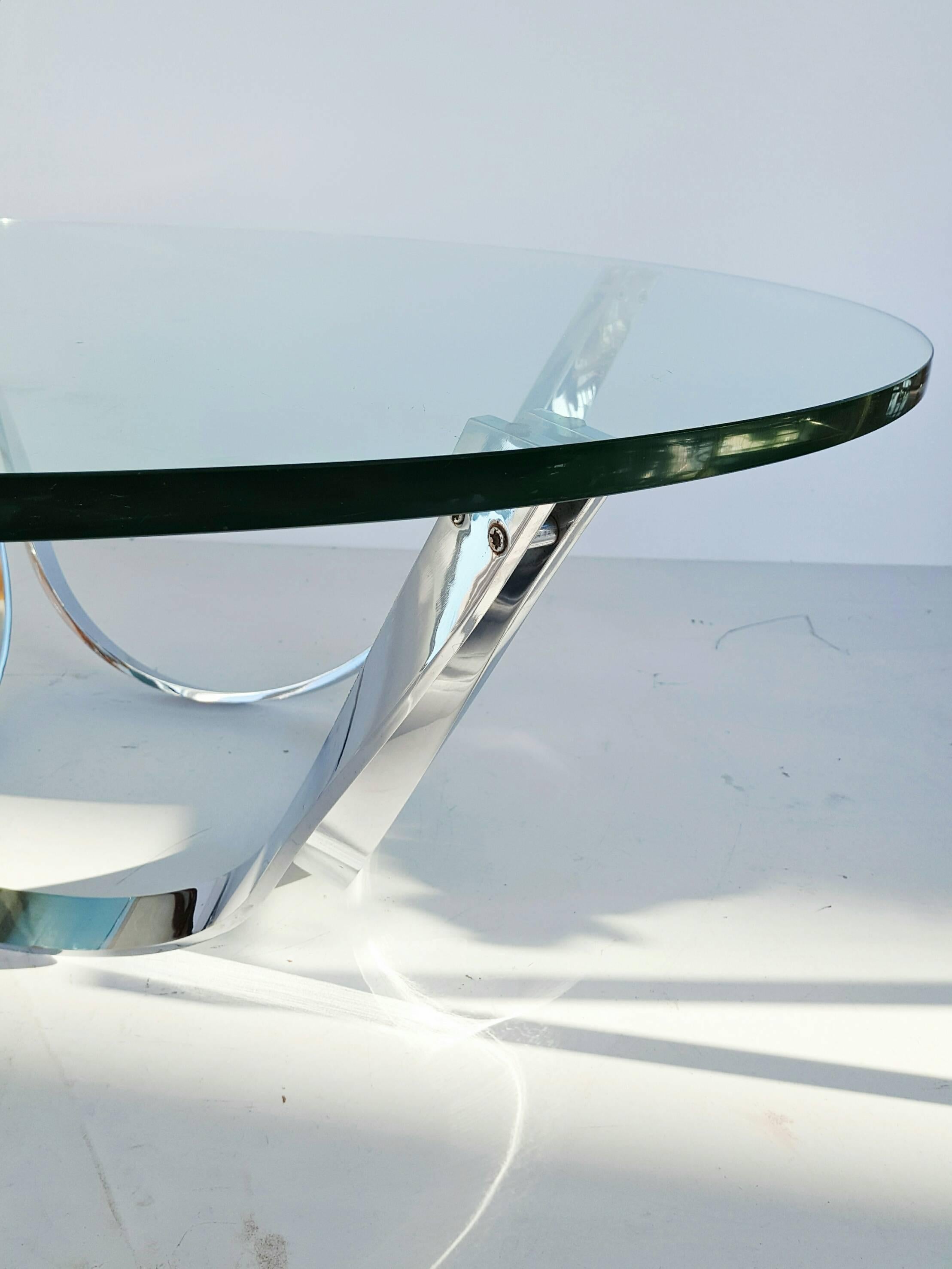 Roger Sprunger Chrome and Glass Coffee Table by Dunbar Furniture 1970s 4