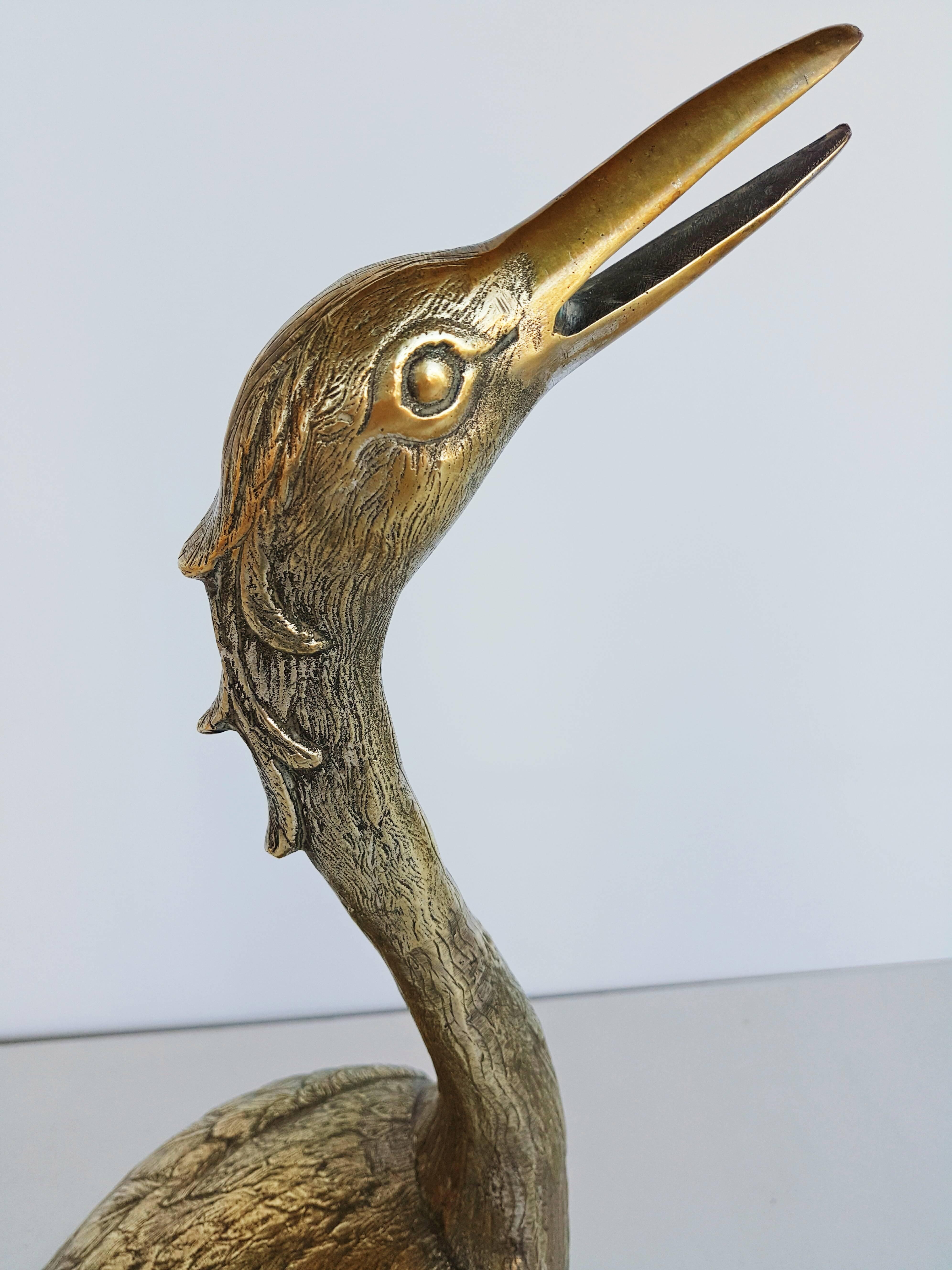 20th Century Large French Brass Flamingo Sculptures, 1970s, France For Sale