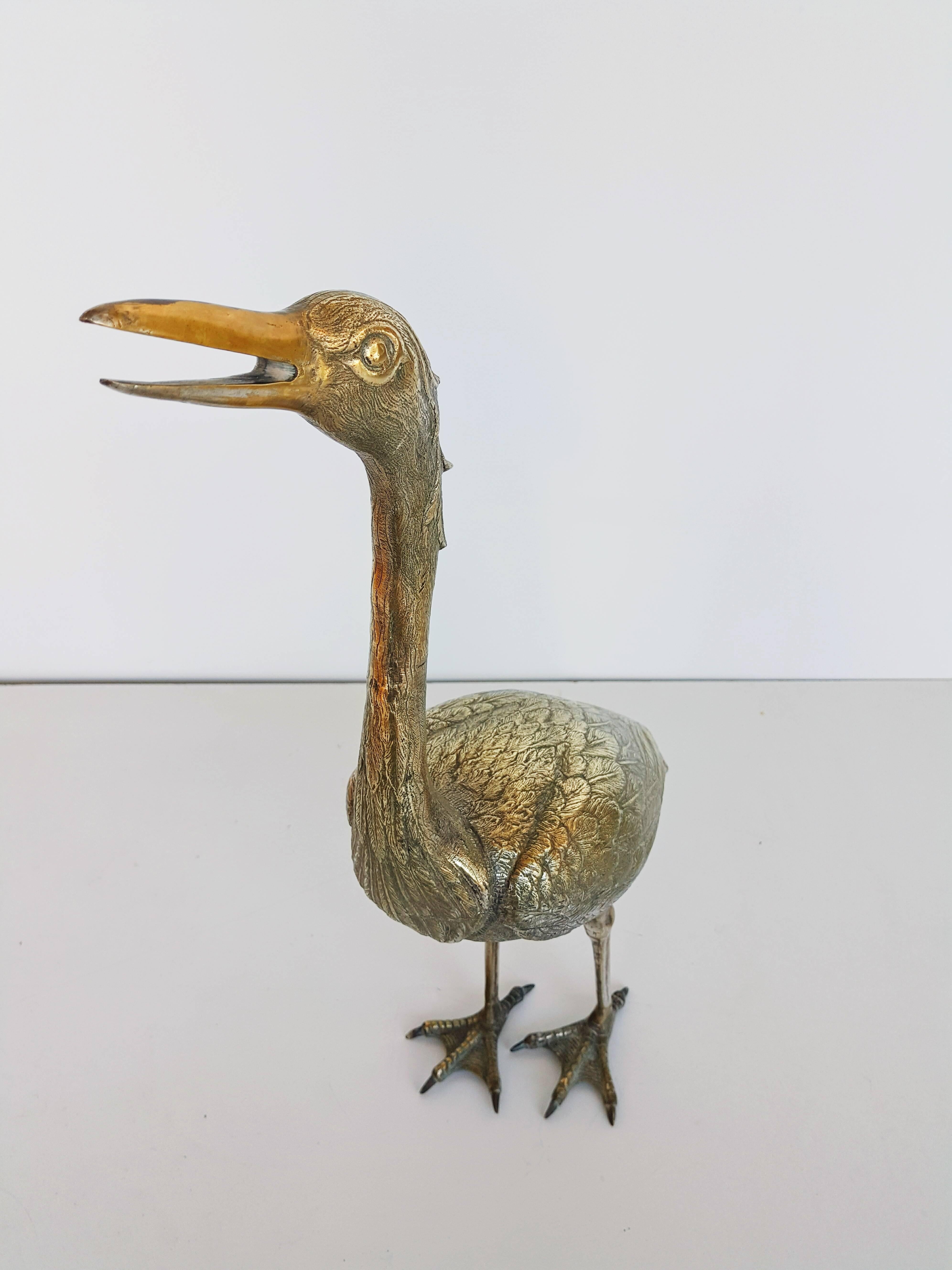 Large French Brass Flamingo Sculptures, 1970s, France For Sale 2