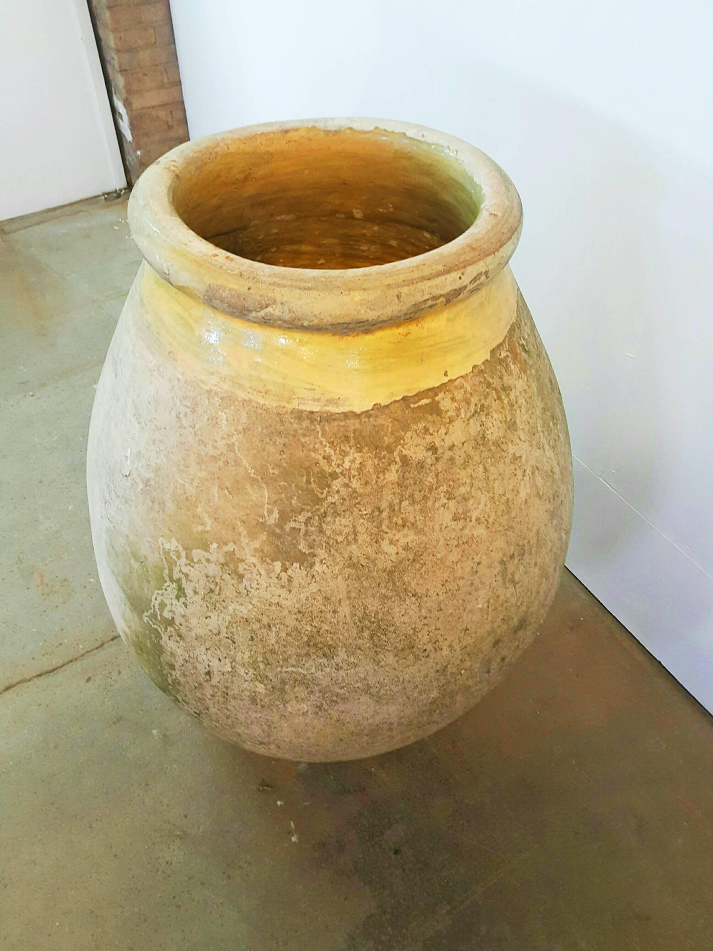 Very Large Size 18th Century Biot Ceramic Jar Made of Yellow Glazed Terracotta 2