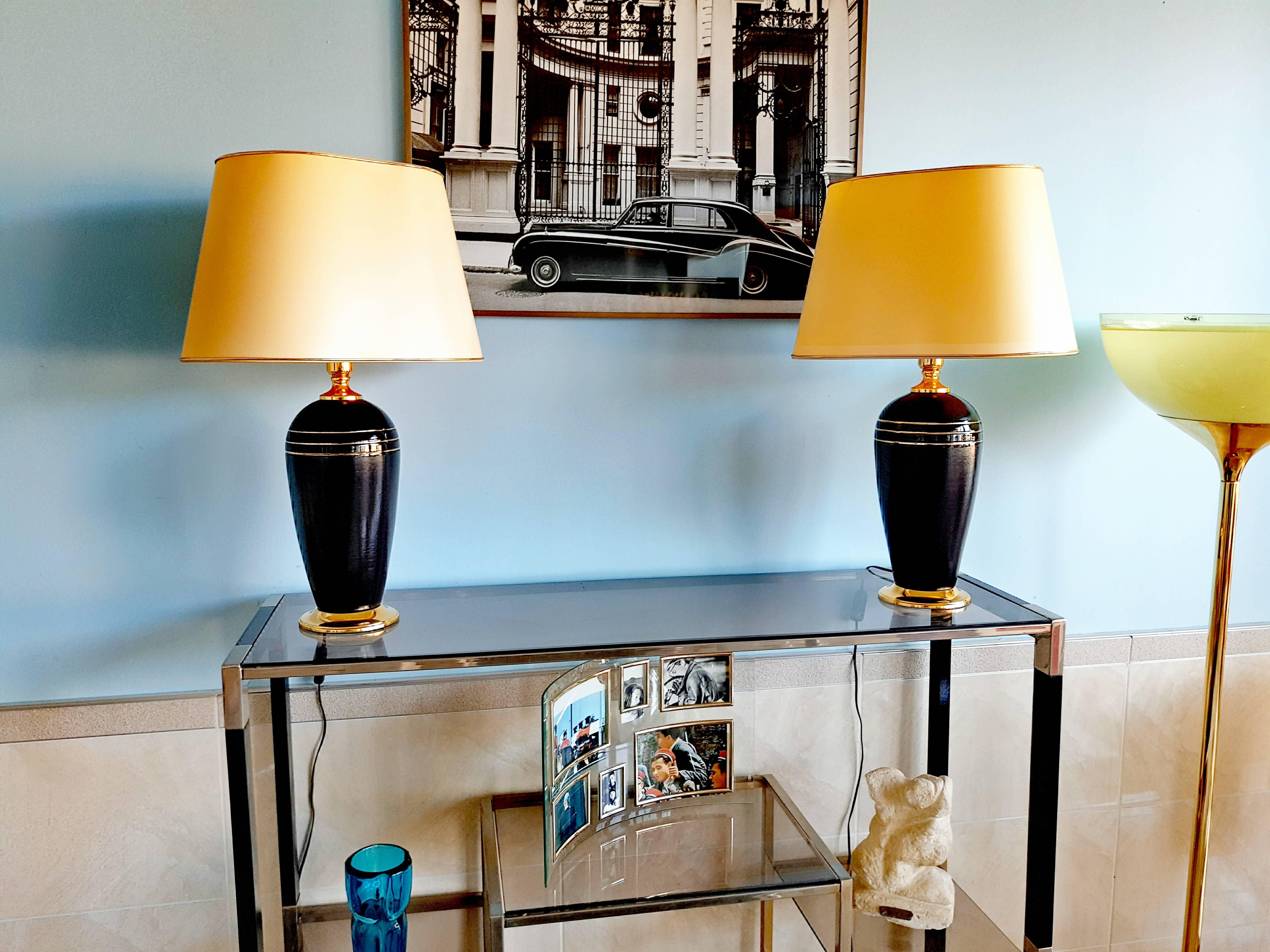 Pair of Mid-Century Metal and Brass Table Lamps, circa 1970 1