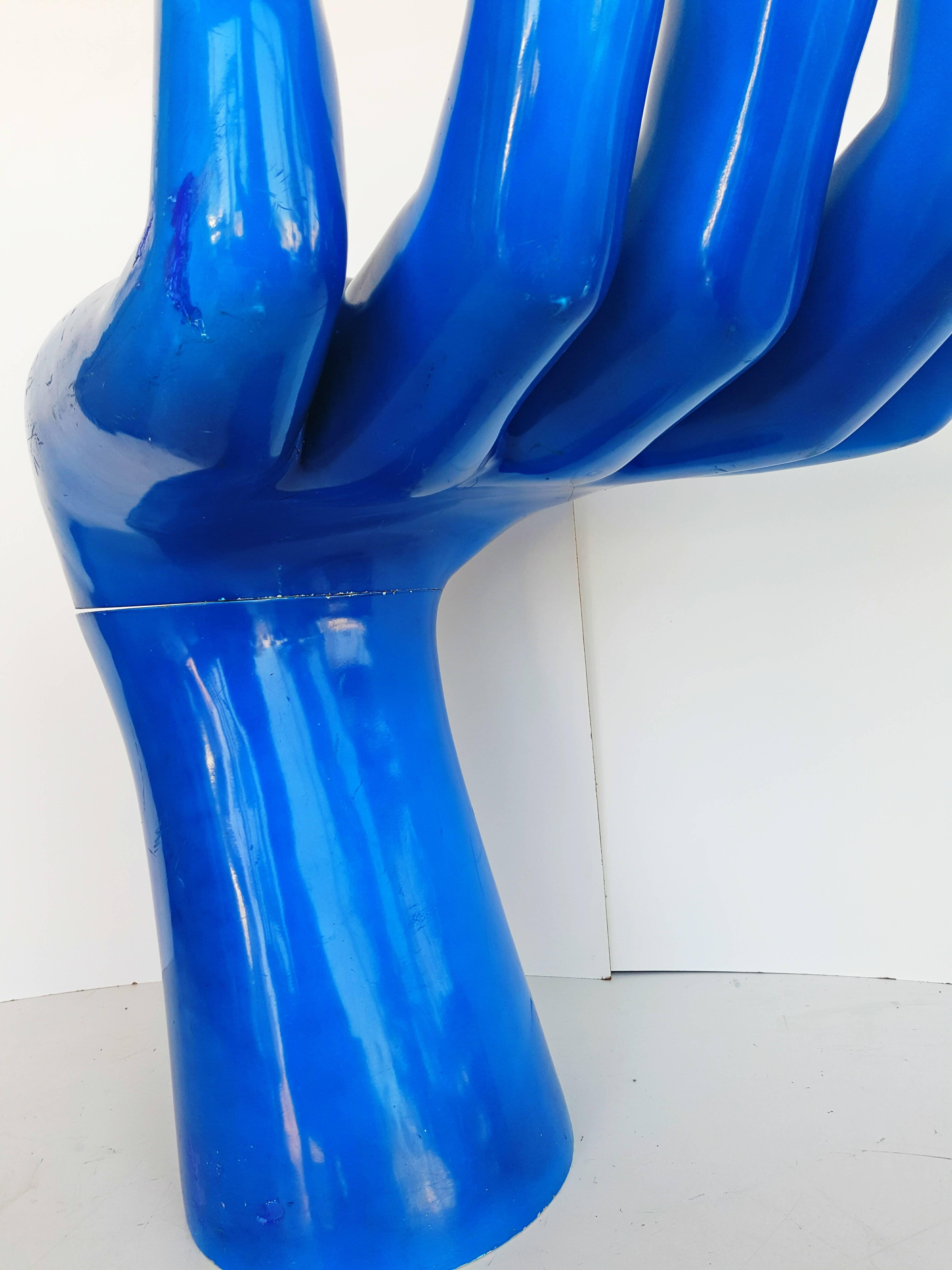 Rare and Monumental Blue Indigo Hand, 1970s For Sale 1