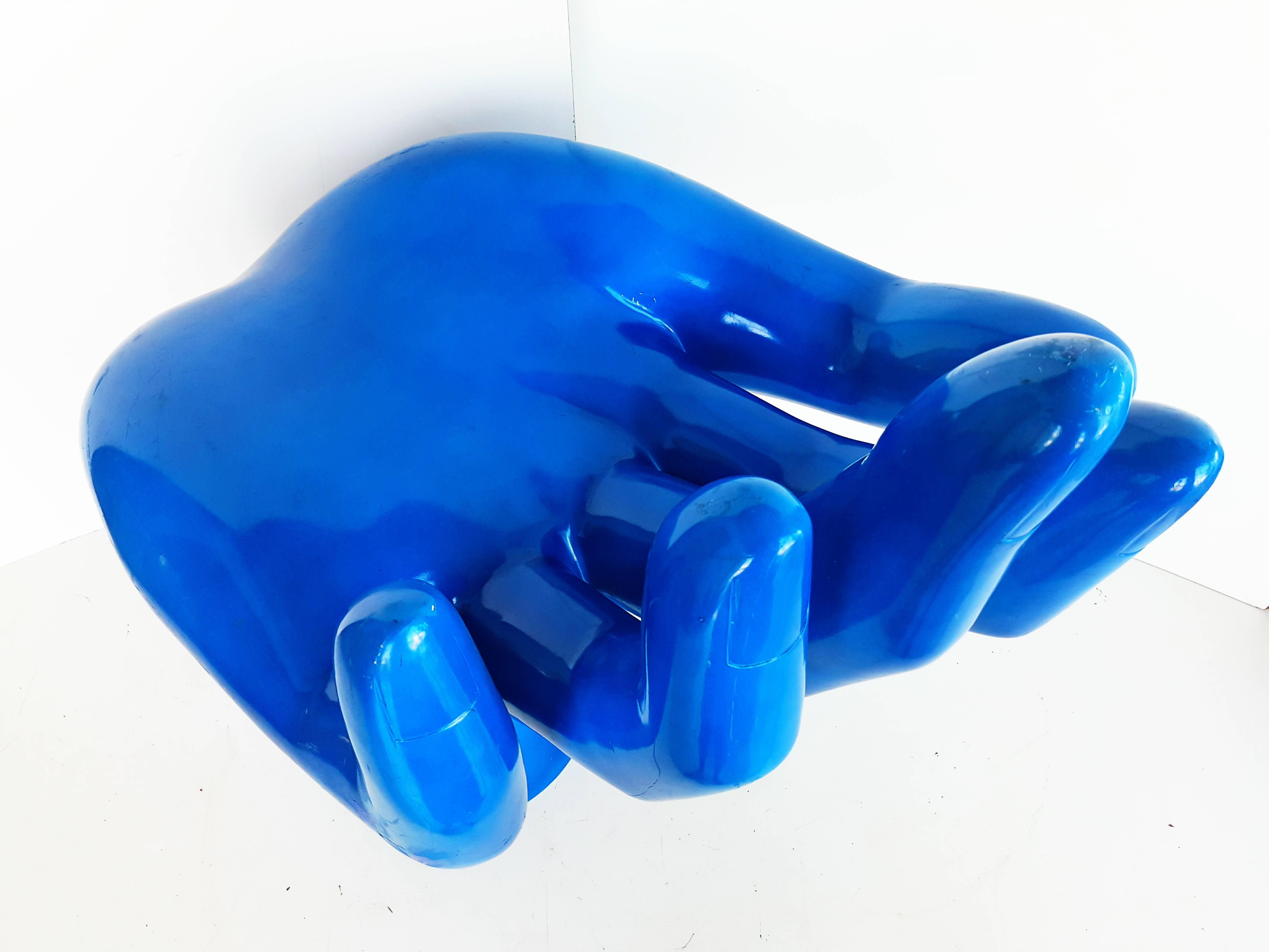 Seltene und monumentale blaue indigoblaue Hand, 1970er Jahre im Angebot 2