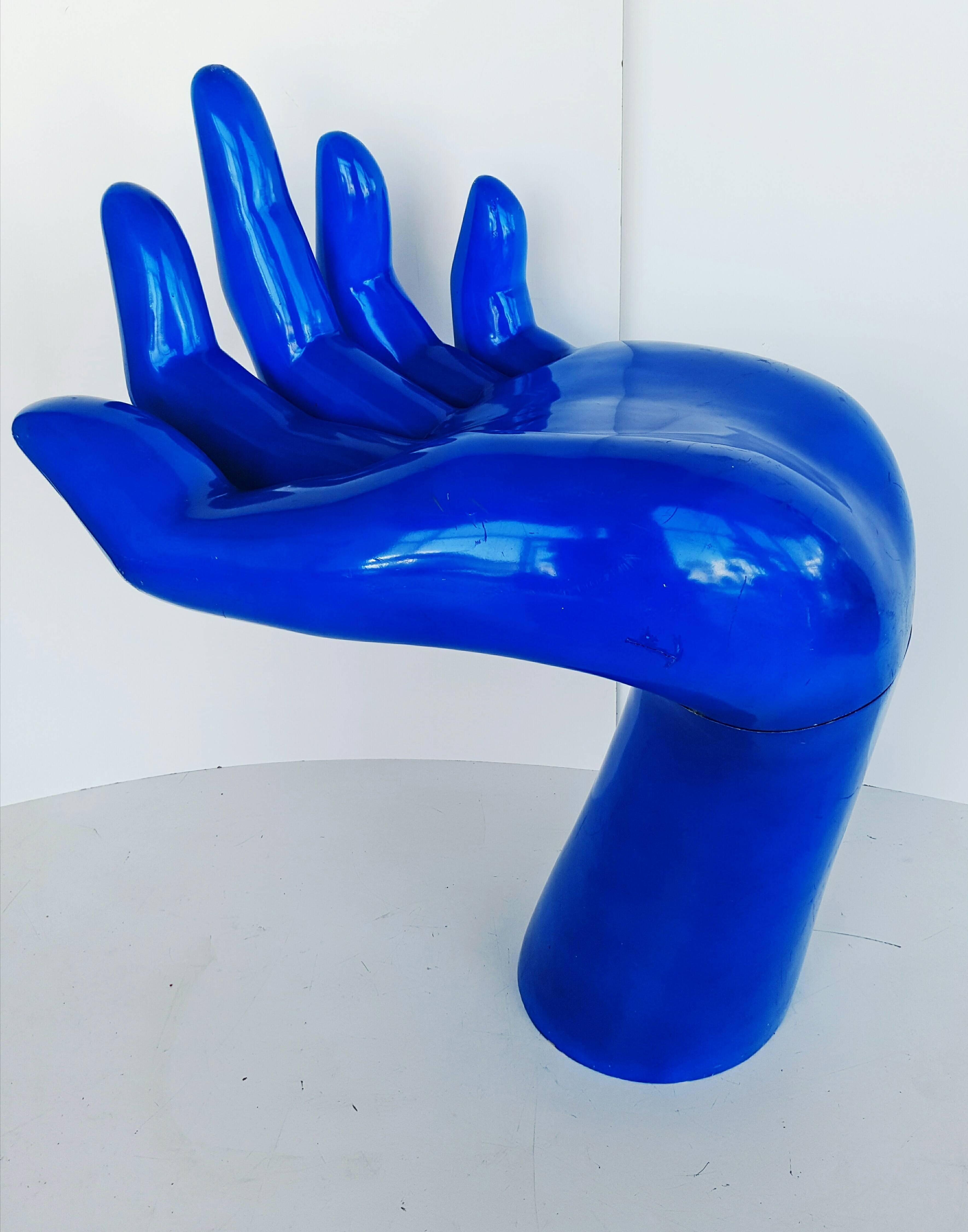Rare and Monumental Blue Indigo Hand, 1970s For Sale 3
