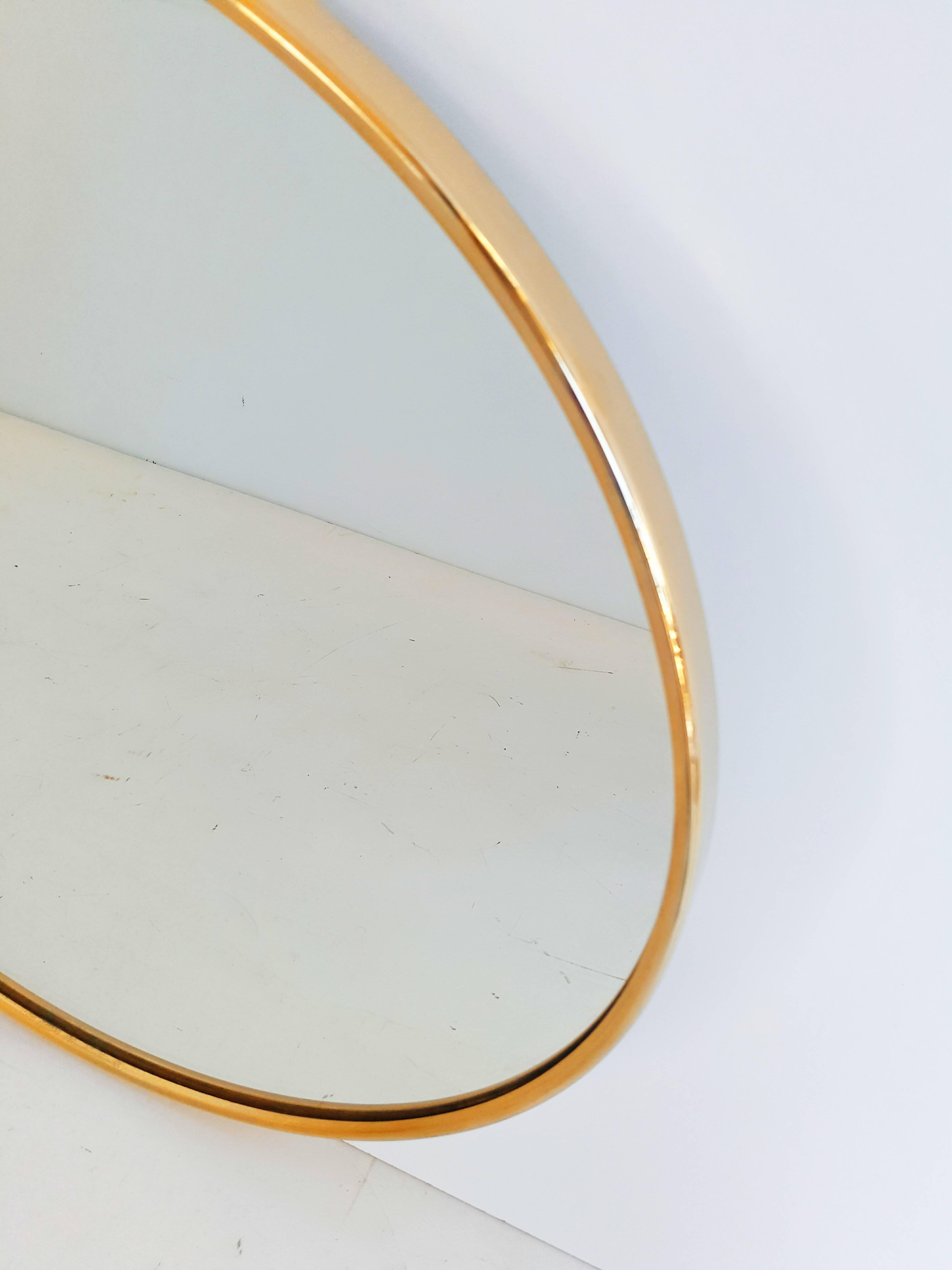 20th Century Large Circular Brass Mirror, France, 1950s