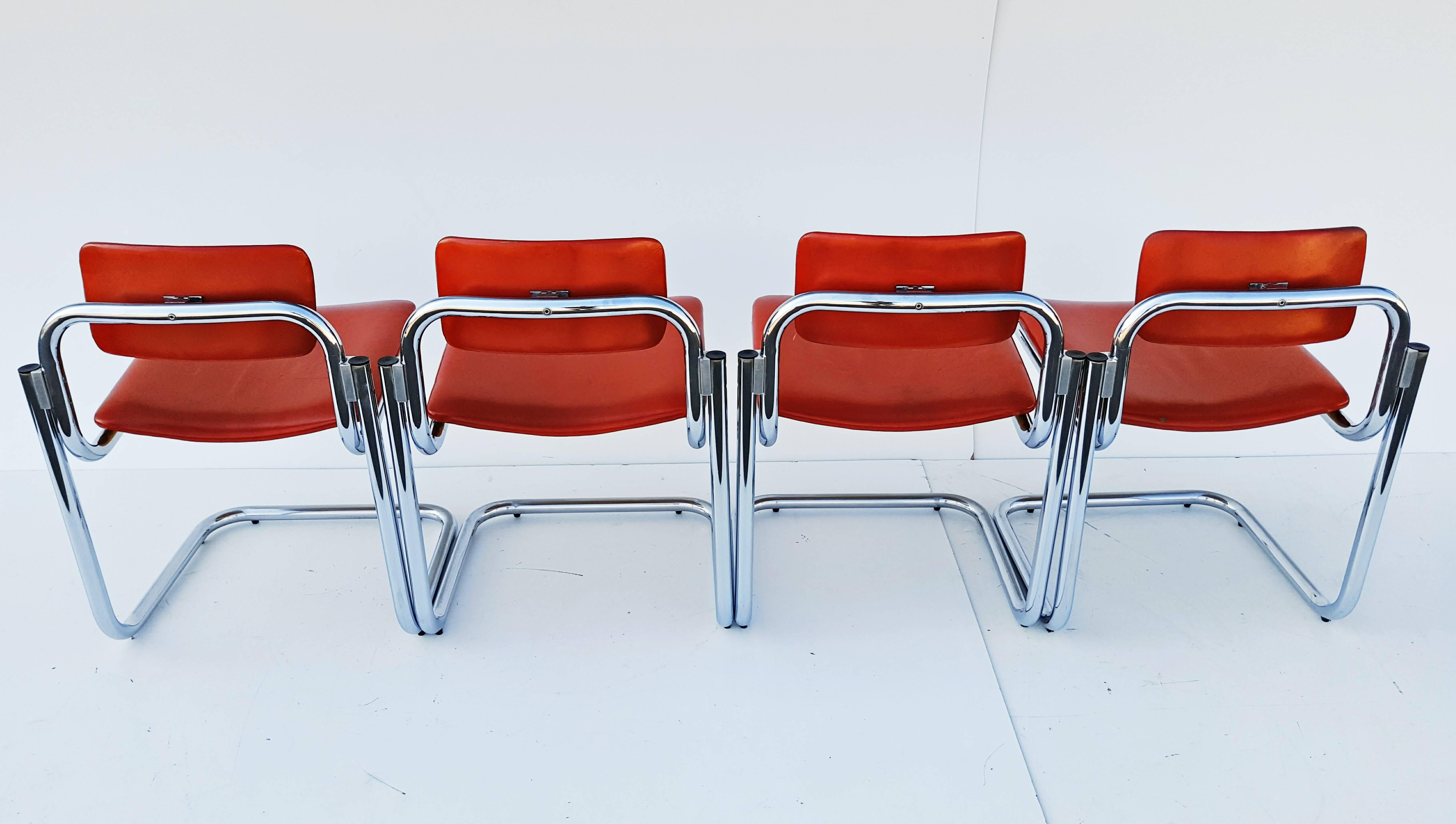 Rare Set of Four Dining Chairs, Italy, 1970s 2