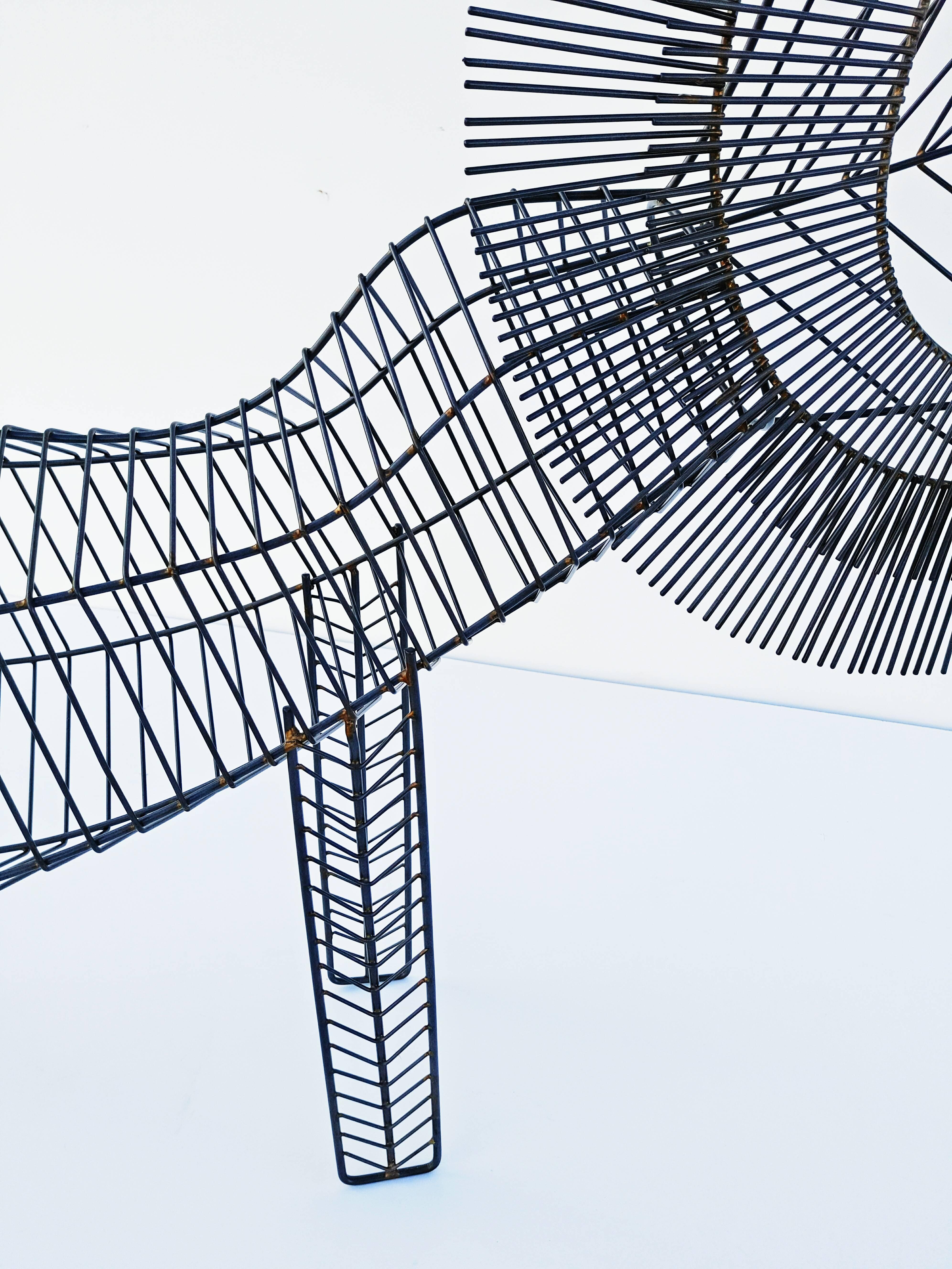 Large Modernist Wire Lion Sculpture In Excellent Condition In L'Escala, ES