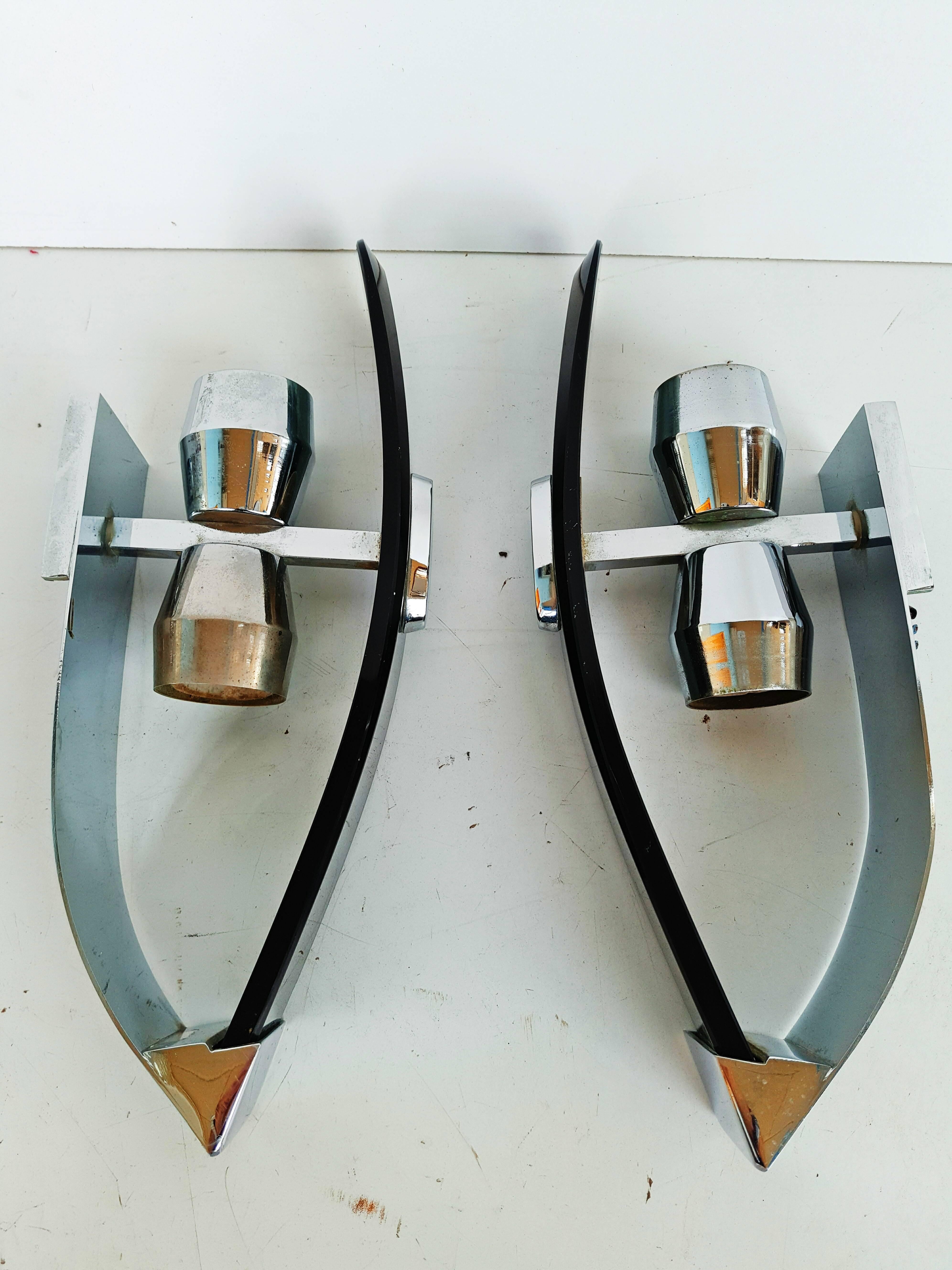 Rare Veca Pair of Sconces, Italy, 1970s 2