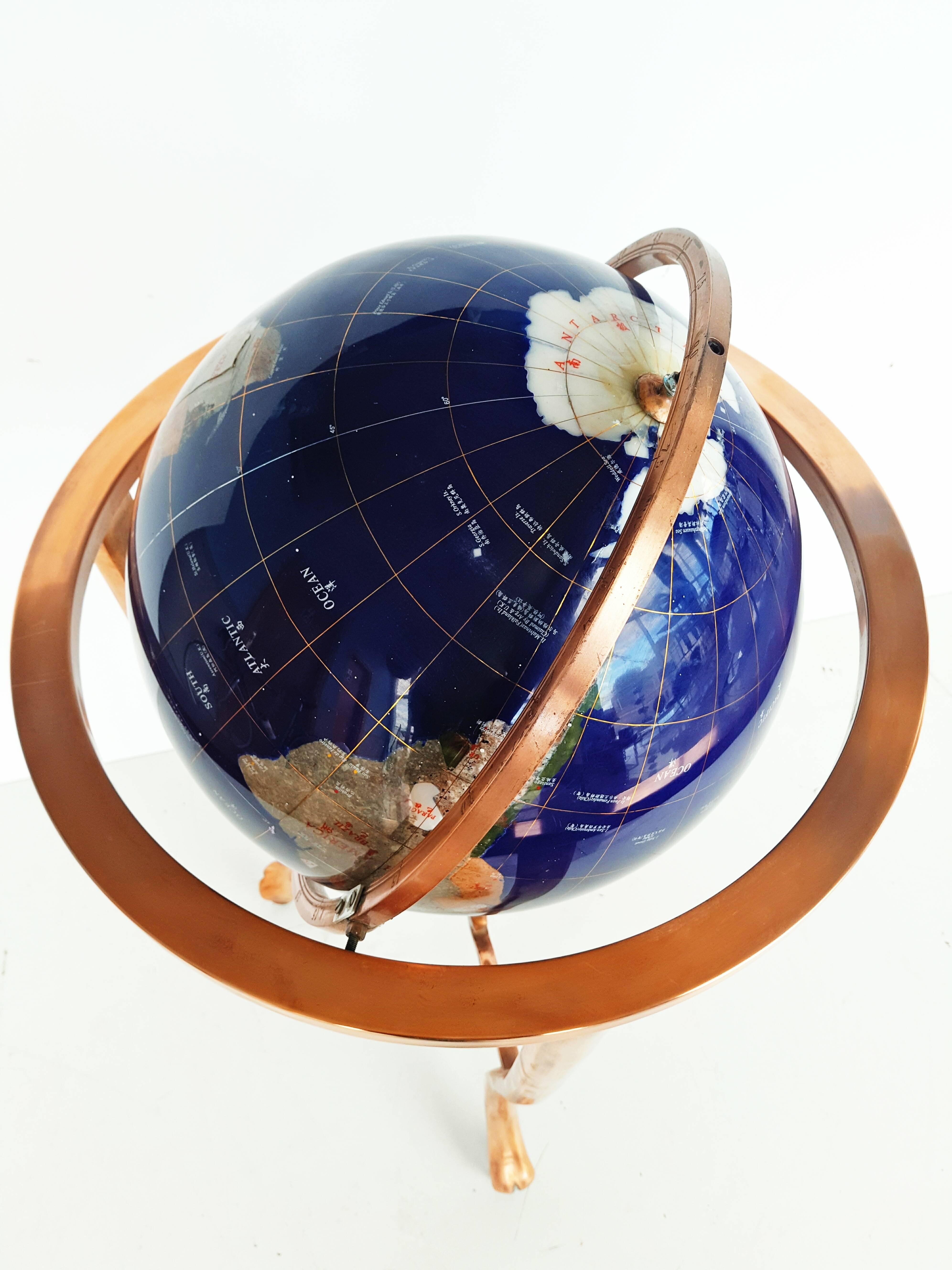 blue lapis gemstone floor-globe