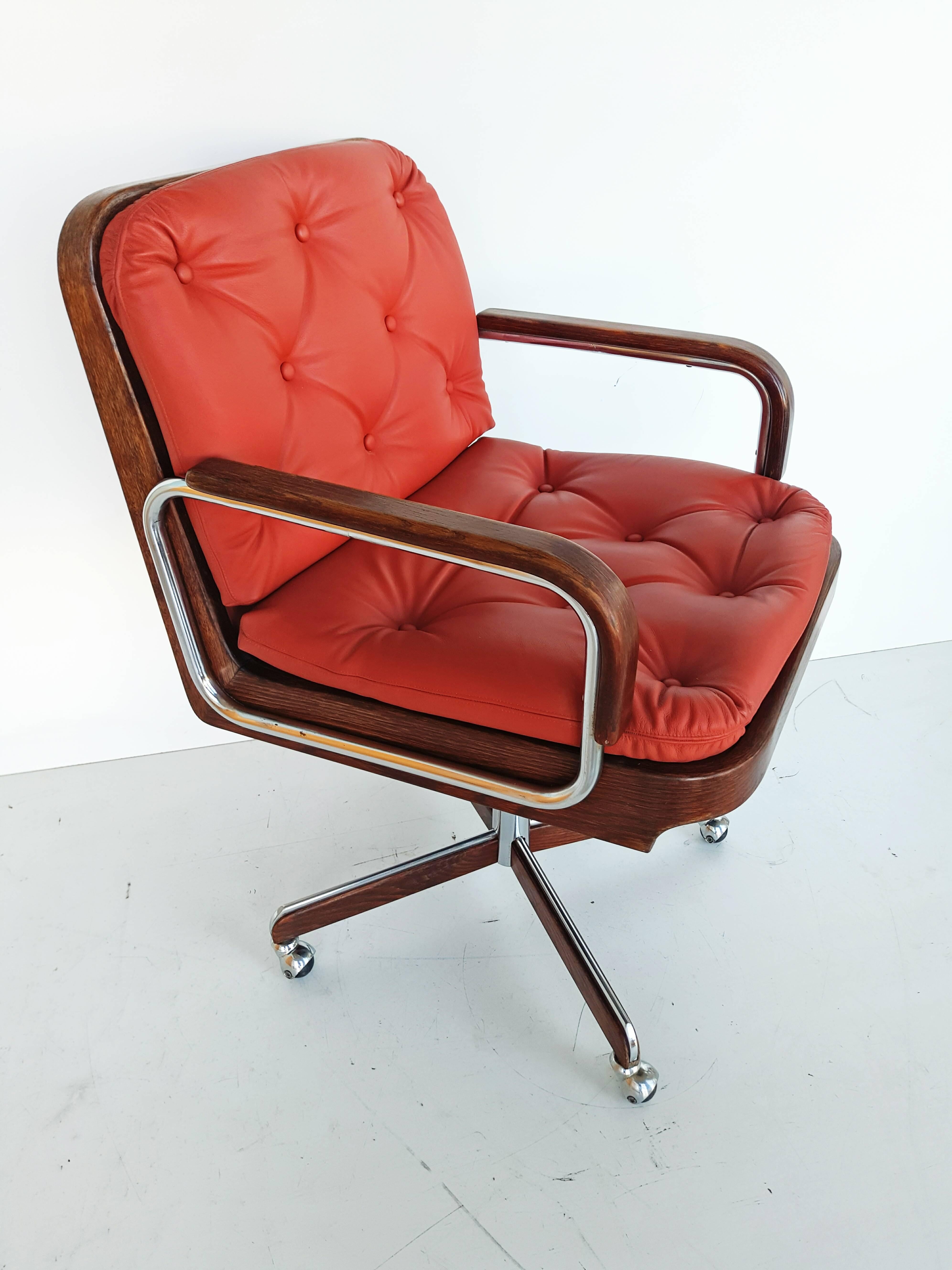 20th Century Rare Leather Swivel Armchair by Ag Barcelona, circa 1970