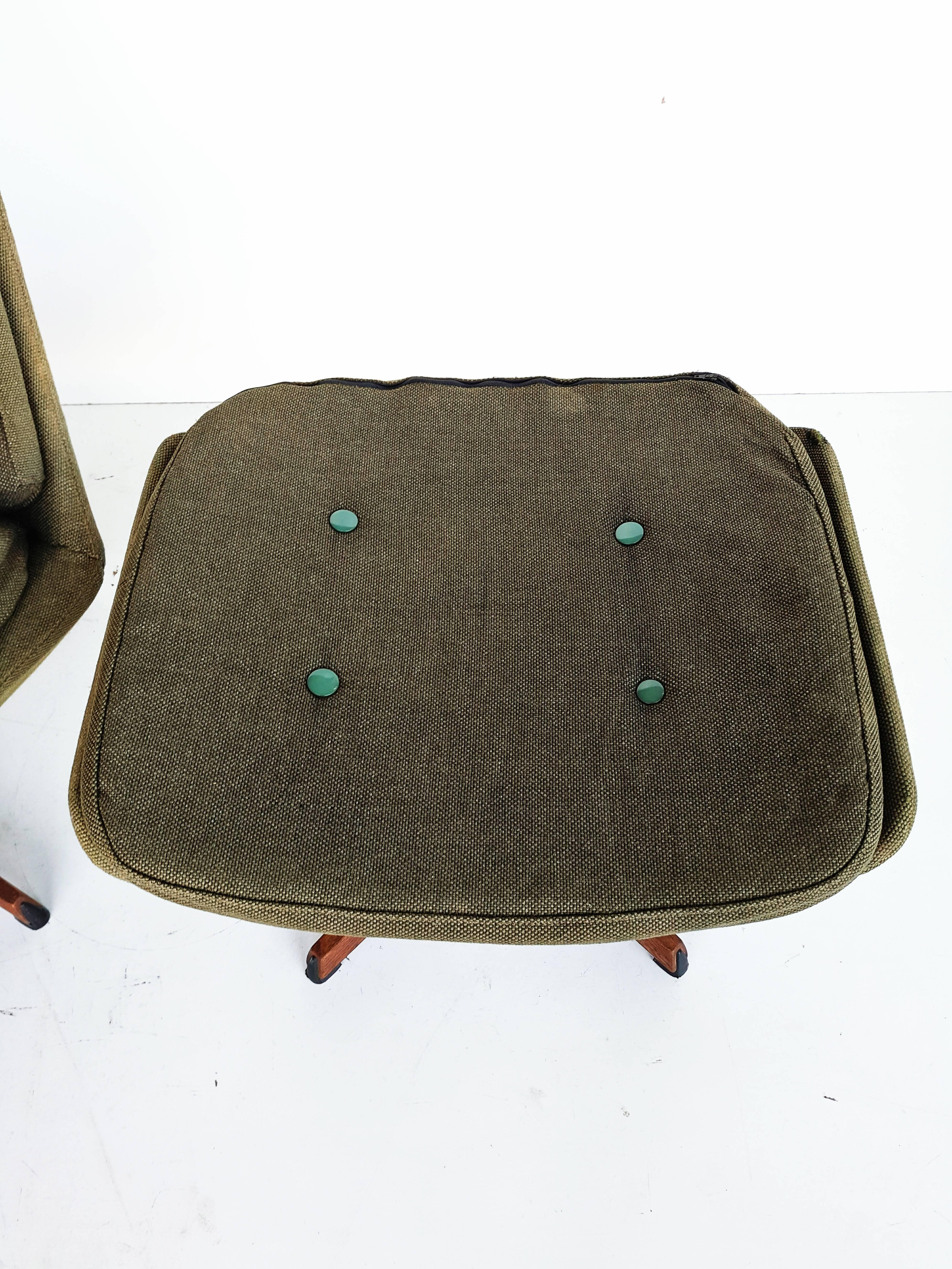 Fabric Danish Swivel Lounge Chair MS68 with Ottoman by Madsen & Schübel, 1960s