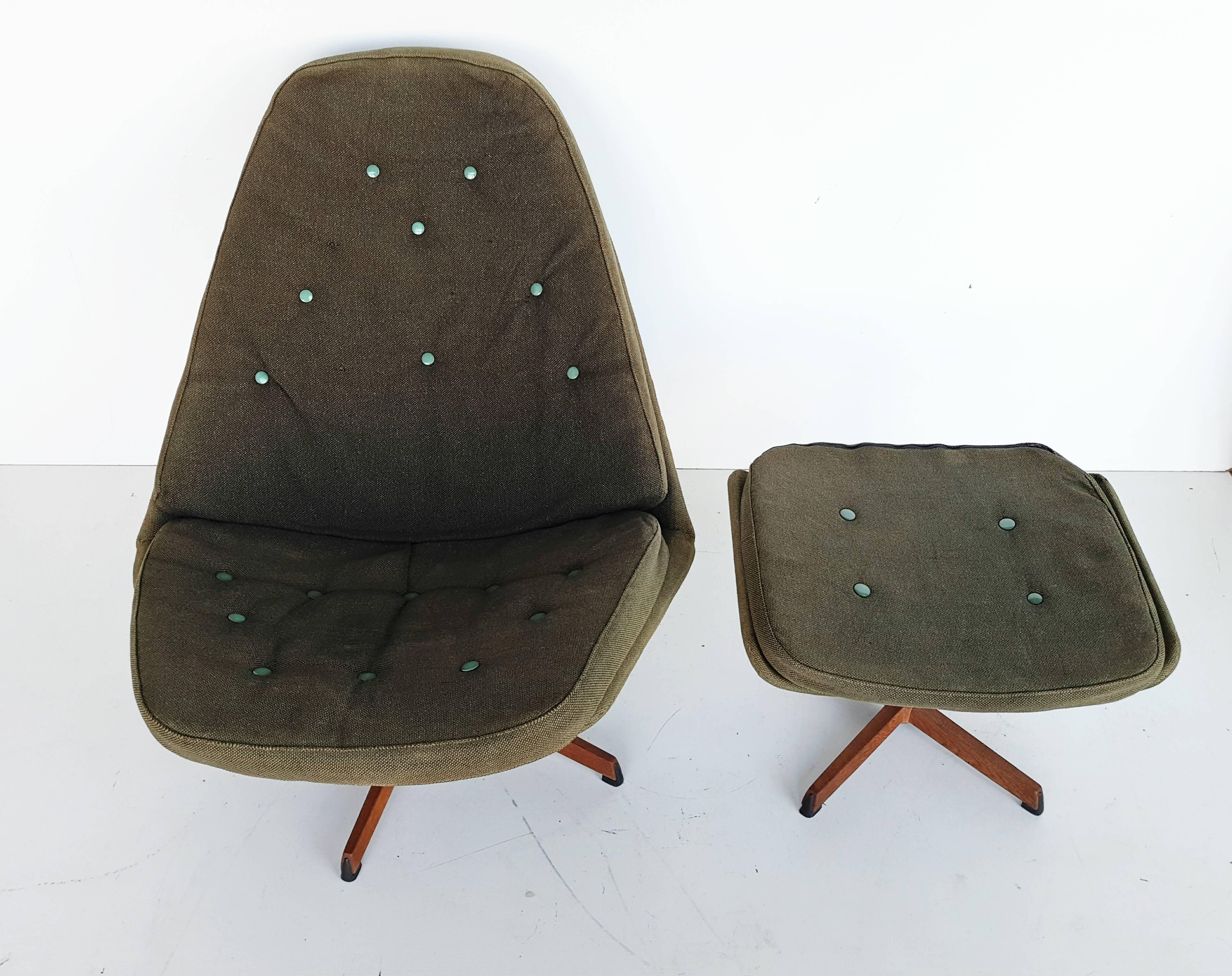 Danish Swivel Lounge Chair MS68 with Ottoman by Madsen & Schübel, 1960s 2