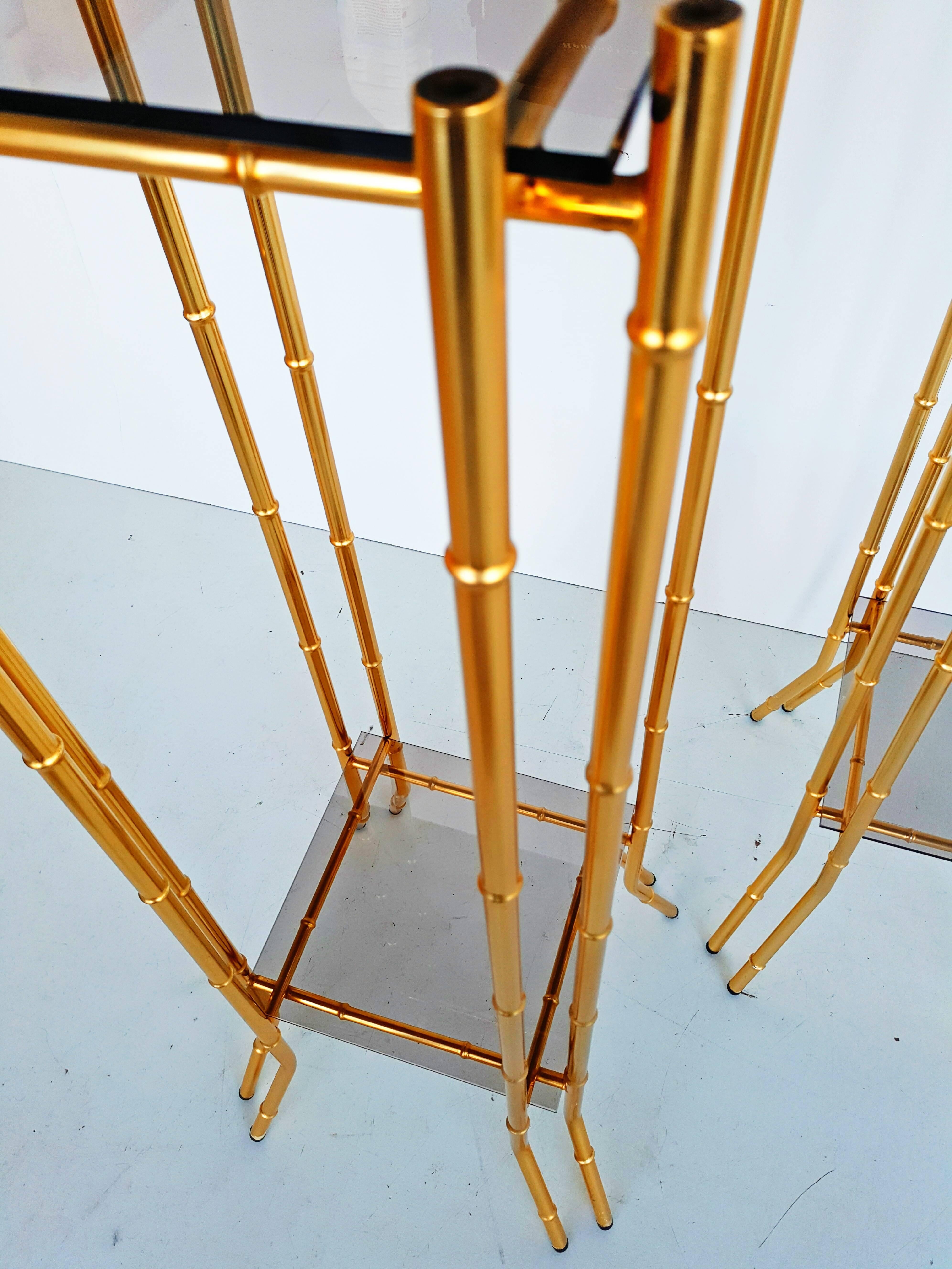 Pair of Faux Bamboo Brass End Tables, circa 1960 3