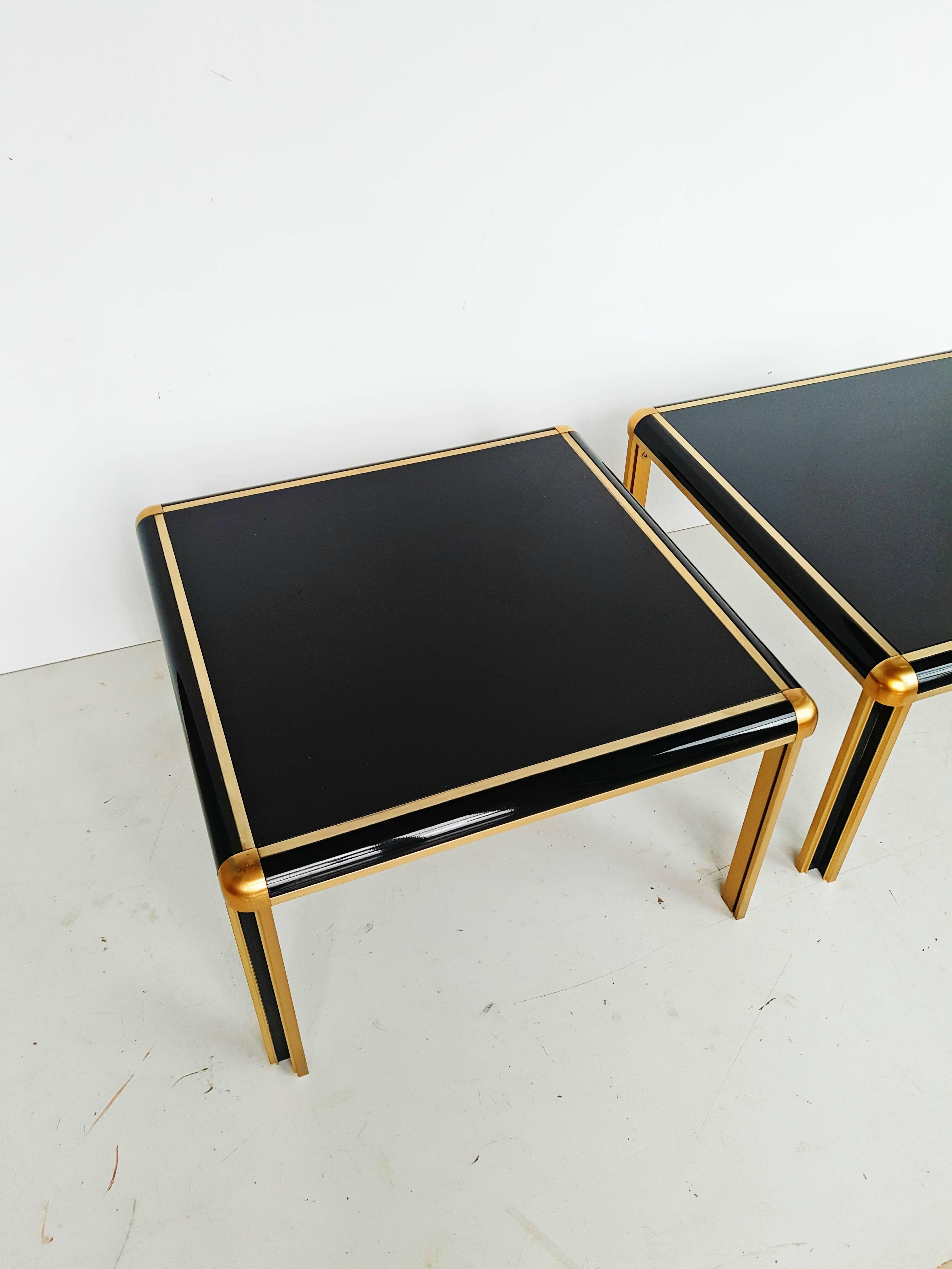 Pair of 1970s Brass and Glass End Tables 2