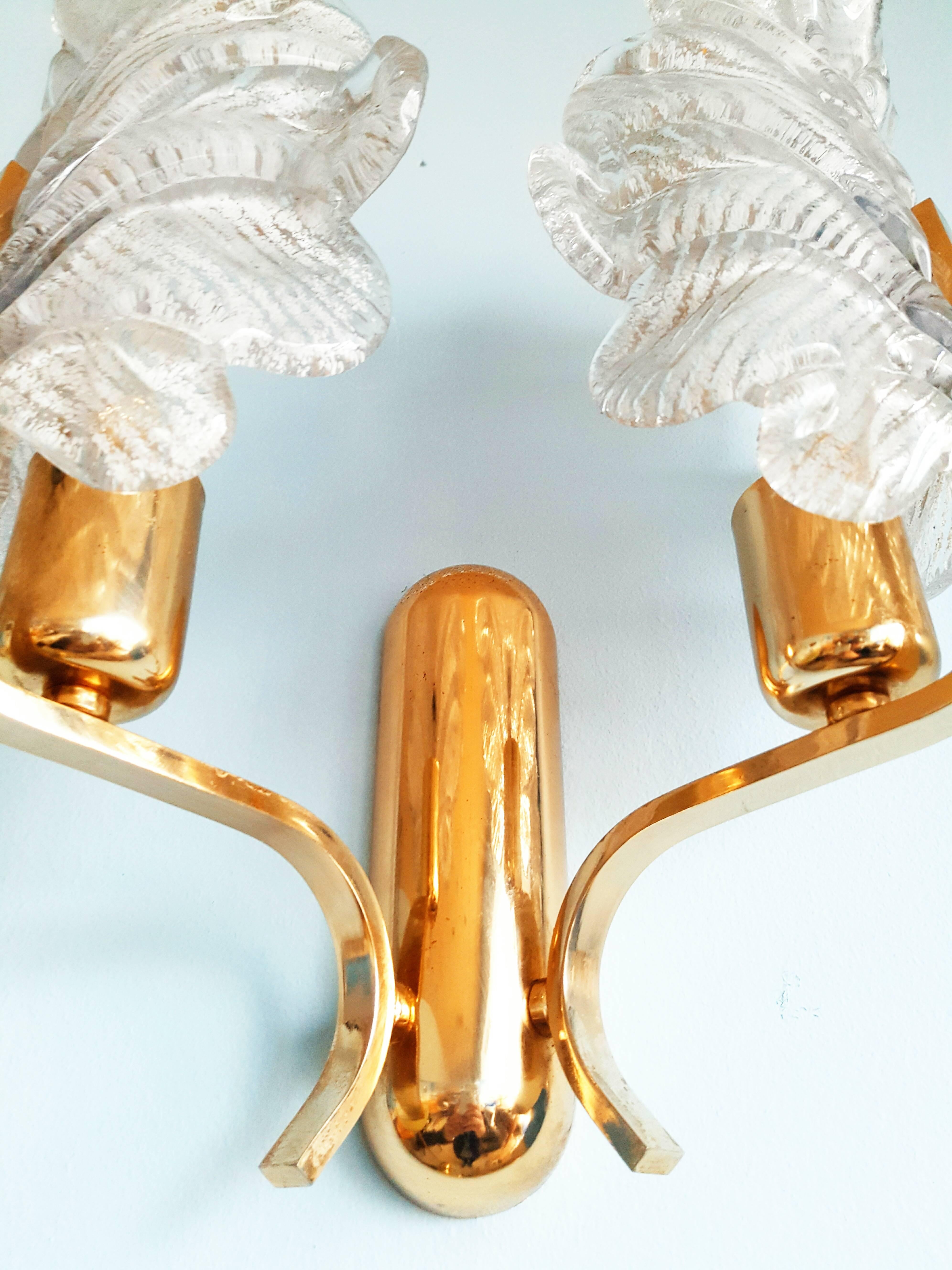 Pair of Large Murano Sconces by Carl Fagerlund for Orrefor  1960 1