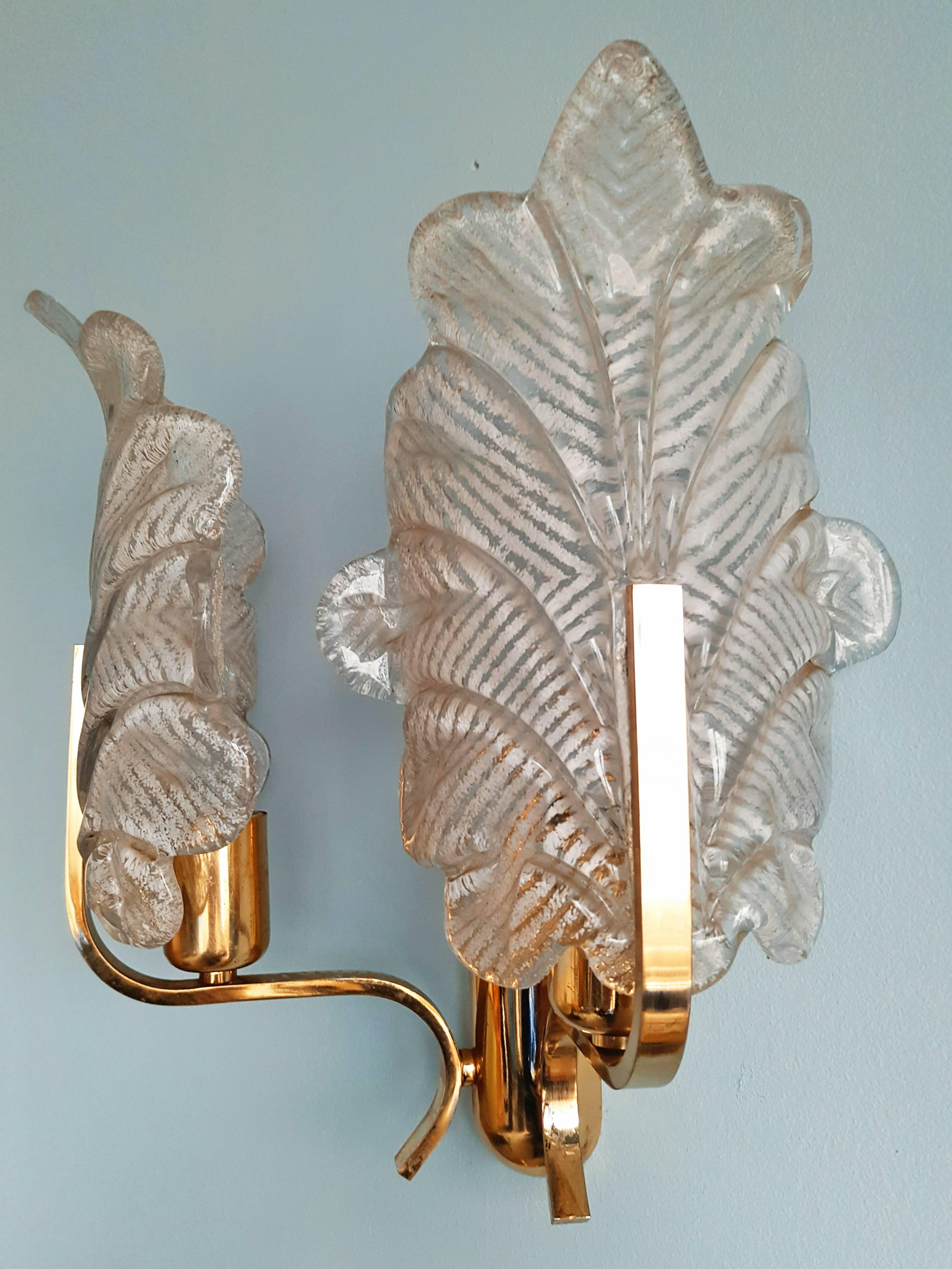 Pair of Large Murano Sconces by Carl Fagerlund for Orrefor  1960 2