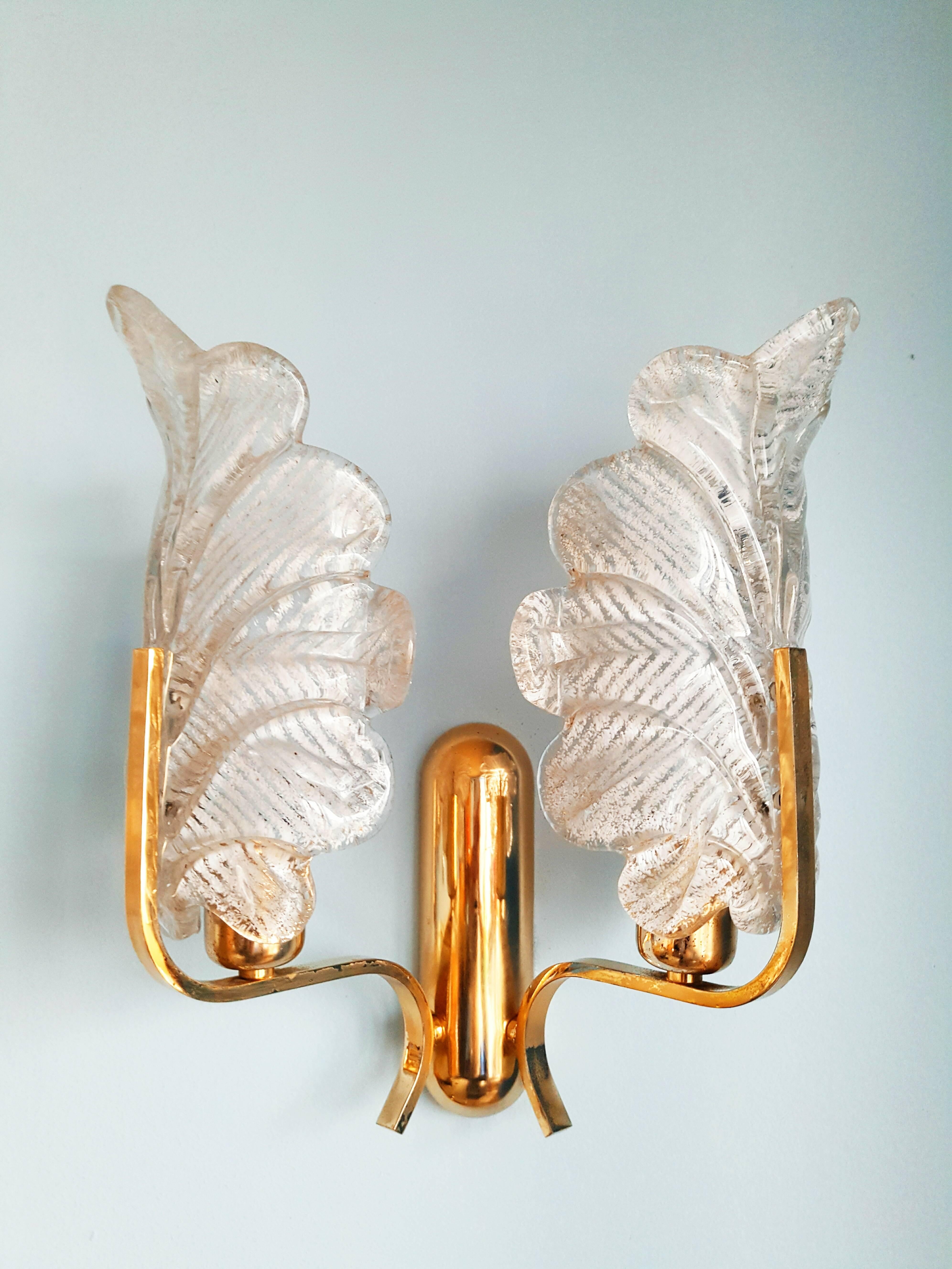 Pair of Large Murano Sconces by Carl Fagerlund for Orrefor  1960 3
