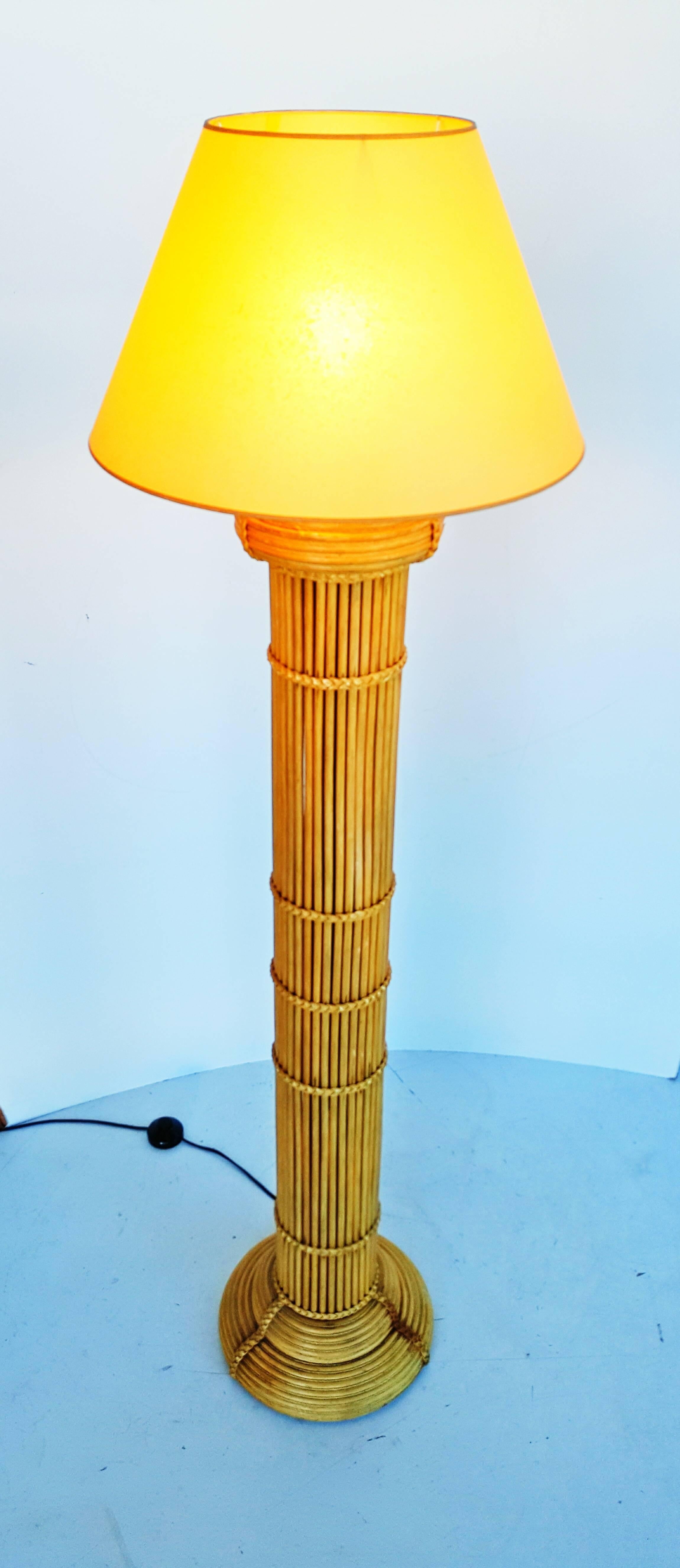 20th Century Rare Natural Bamboo Floor Lamp circa 1960