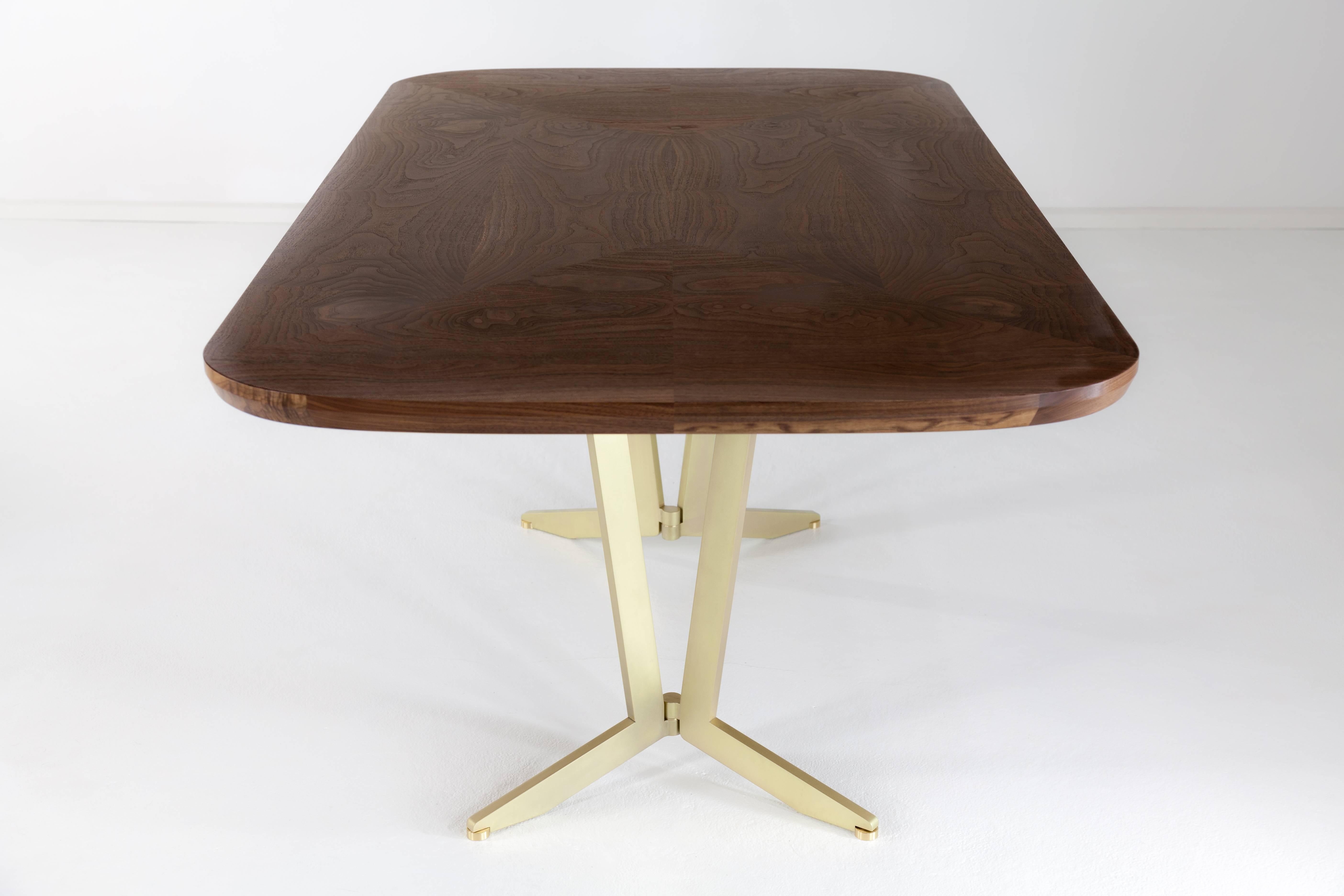Barnet Dining Table, American Hardwood and Steel In New Condition For Sale In Brooklyn, NY
