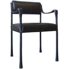 Art Deco Style Giac Dining Chair Upholstered with Cast Metal Frame