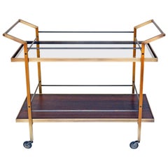 Modern Style Kent Bar Cart with Brass and Steel Construction Custom Details