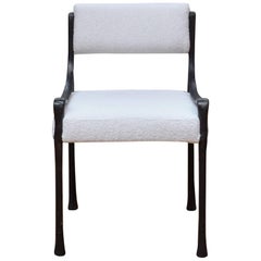 Giac Side Chair Art Deco Inspired Low-Arm Seat with Upholstered Cast Metal Frame