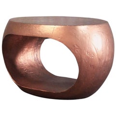 Drum Table Copper-Colored Cast Resin with Faux Metal Finish/Standard Size Coffee