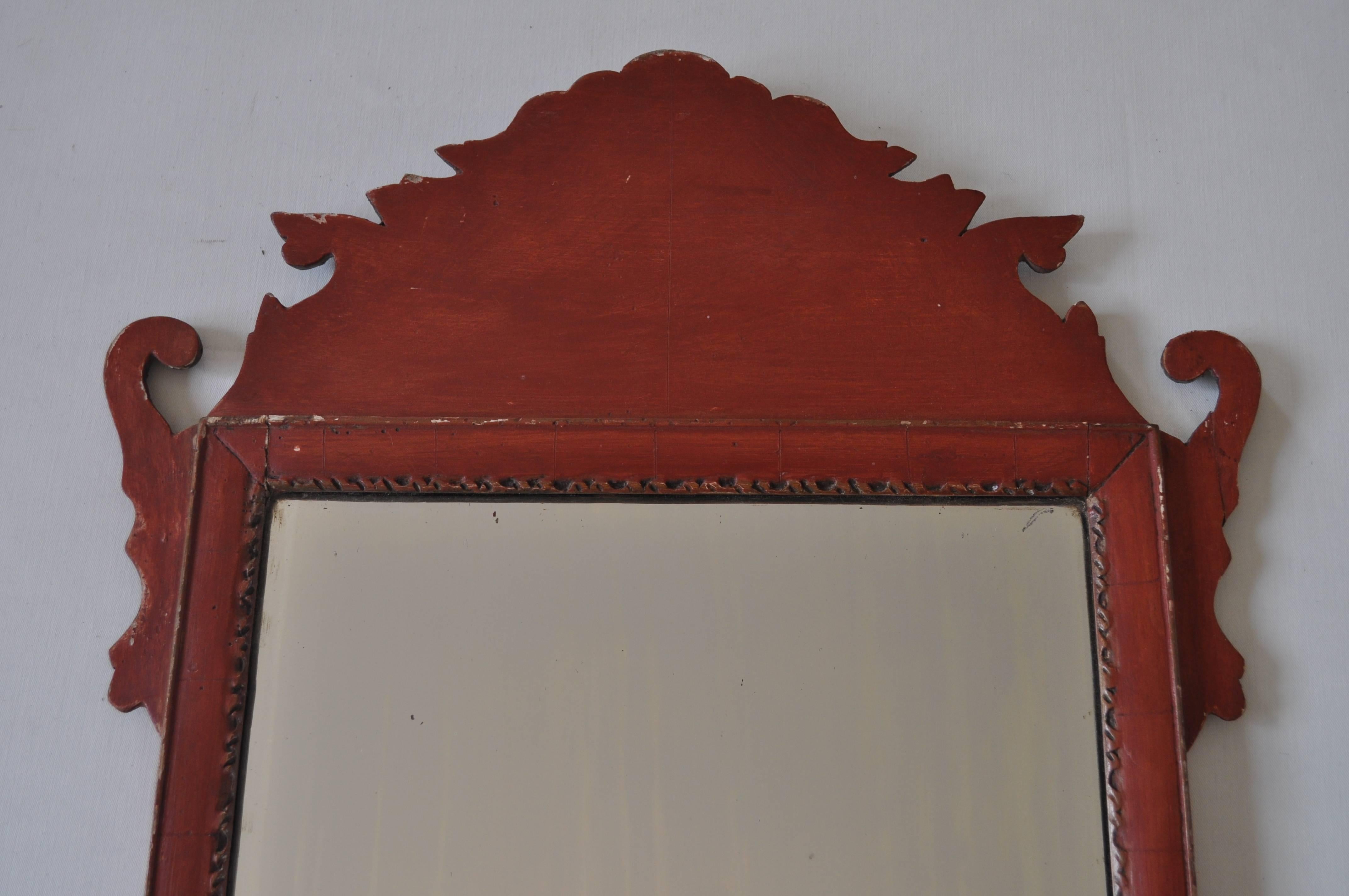 Regency 18th Century Carved Dark Ochre and Gold Decorative Mirror with Date 1742 For Sale