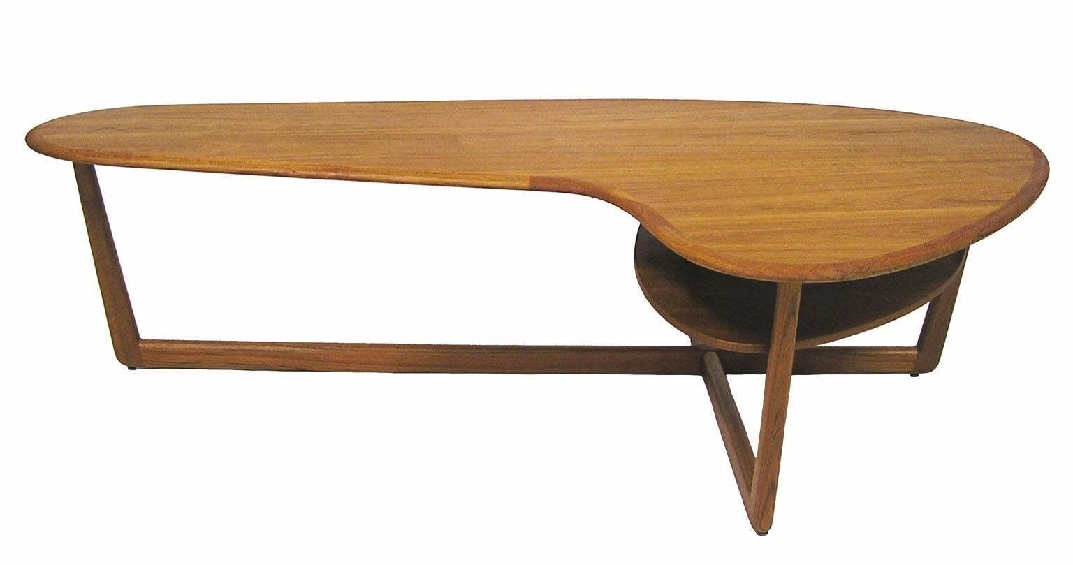 Mid-Century Modern 1960s Stylish Kidney Shaped Teak Coffee Table