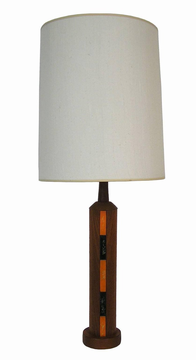 Mid-Century Modern Pair of Danish Modern 1960s Solid Teak and Metal Table Lamp For Sale