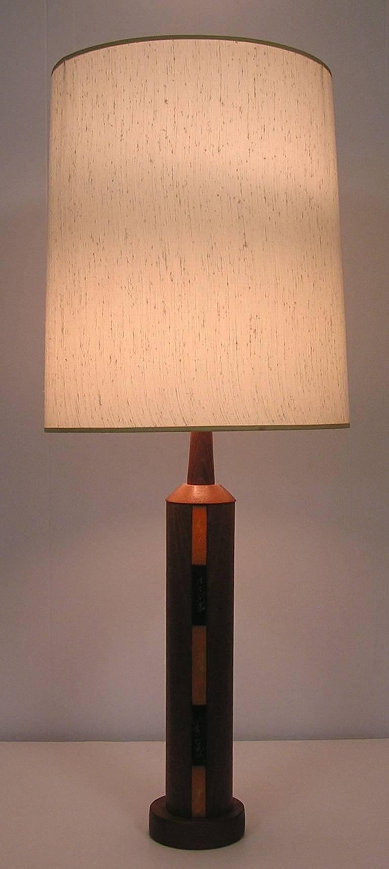 Pair of Danish Modern 1960s Solid Teak and Metal Table Lamp For Sale 2