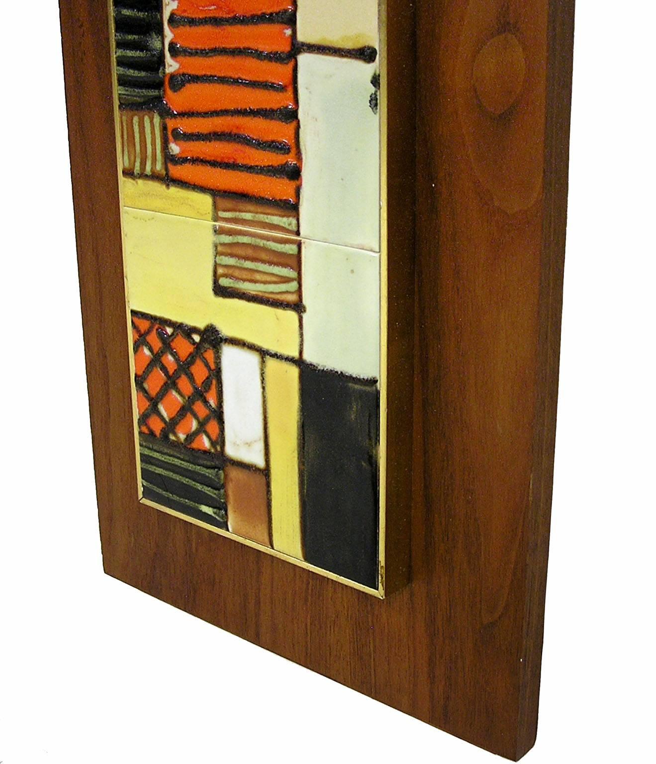 Mid-20th Century Mid-Century Modern Ceramic Tile Art Wall Plaque by Harris Strong