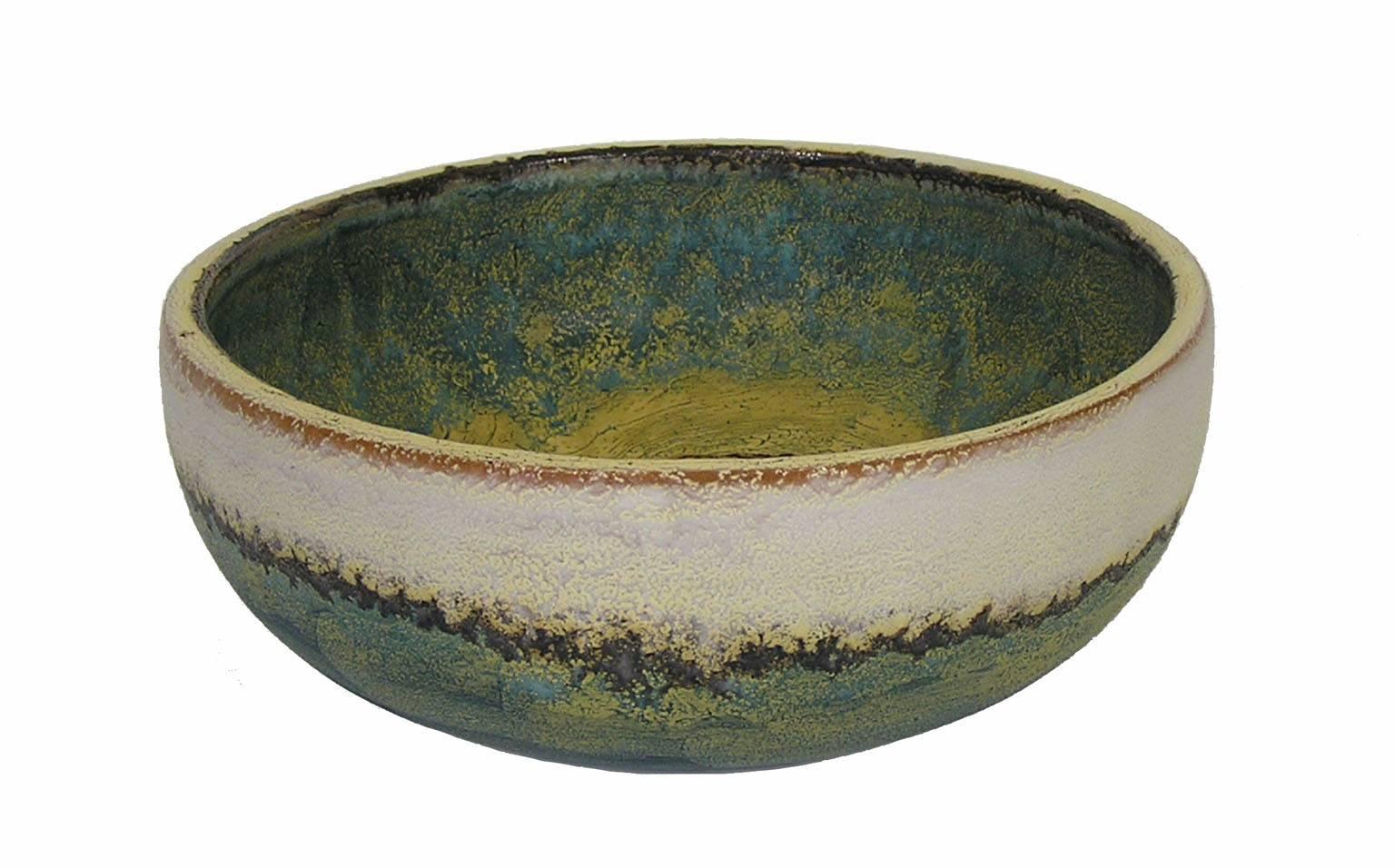 Italian 1970s Glazed Ceramic Bowl by Marcello Fantoni, Italy For Sale